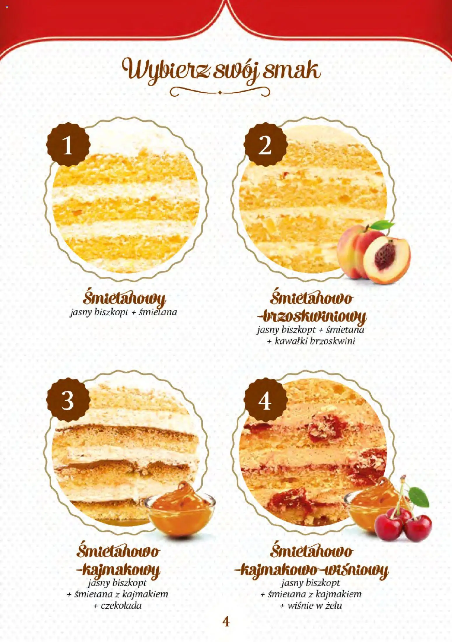 Topaz gazetka - Torty od 27.04.2026 | Strona: 4 | Produkty: Wiśnie, Czekolada, Śmietana