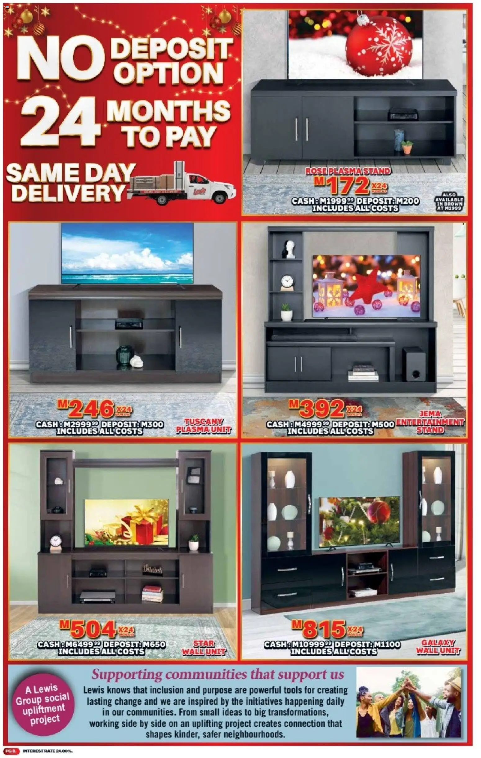 New Lewis Stores catalogue – valid from 08.12.2025 | Page: 8 | Products: Wall unit, Plasma unit