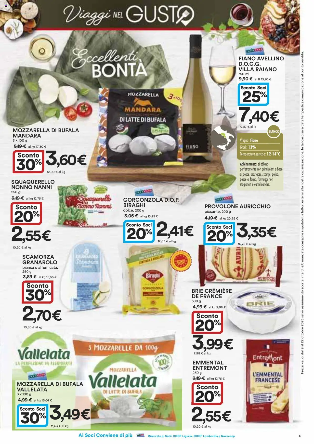 Volantino Ipercoop del 09.10.2025 | Pagina: 5 | Prodotti: Provolone, Pesce, Latte, Data