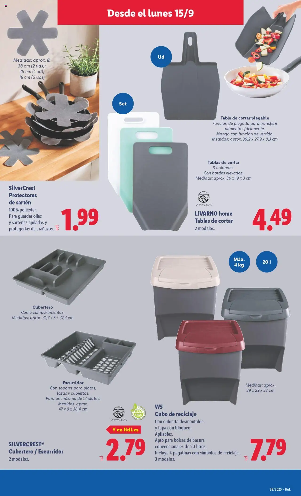 Lidl folleto de bazar │ válido desde el 15.09.2025 | Página: 9 | Productos: Tabla de cortar, Lavavajillas, Ρούτερ, Κούβα
