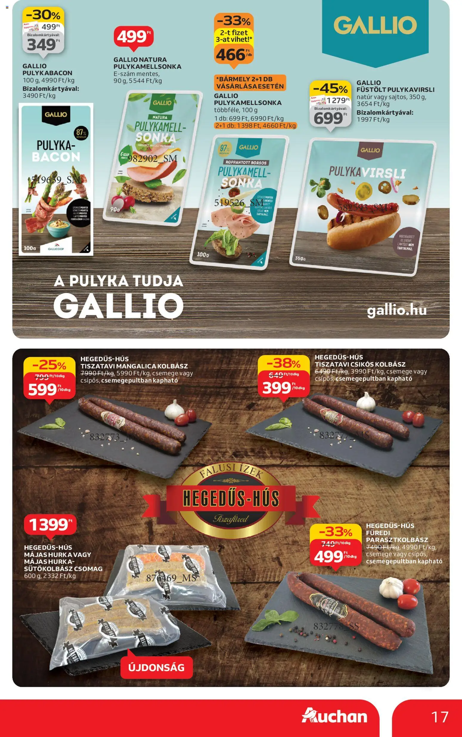 Auchan akciós ujság - amely érvényes a következő dátumtól: 20.11.2025 | Oldal: 17 | Termékek: Kolbász, Sonka, Bacon, Hurka