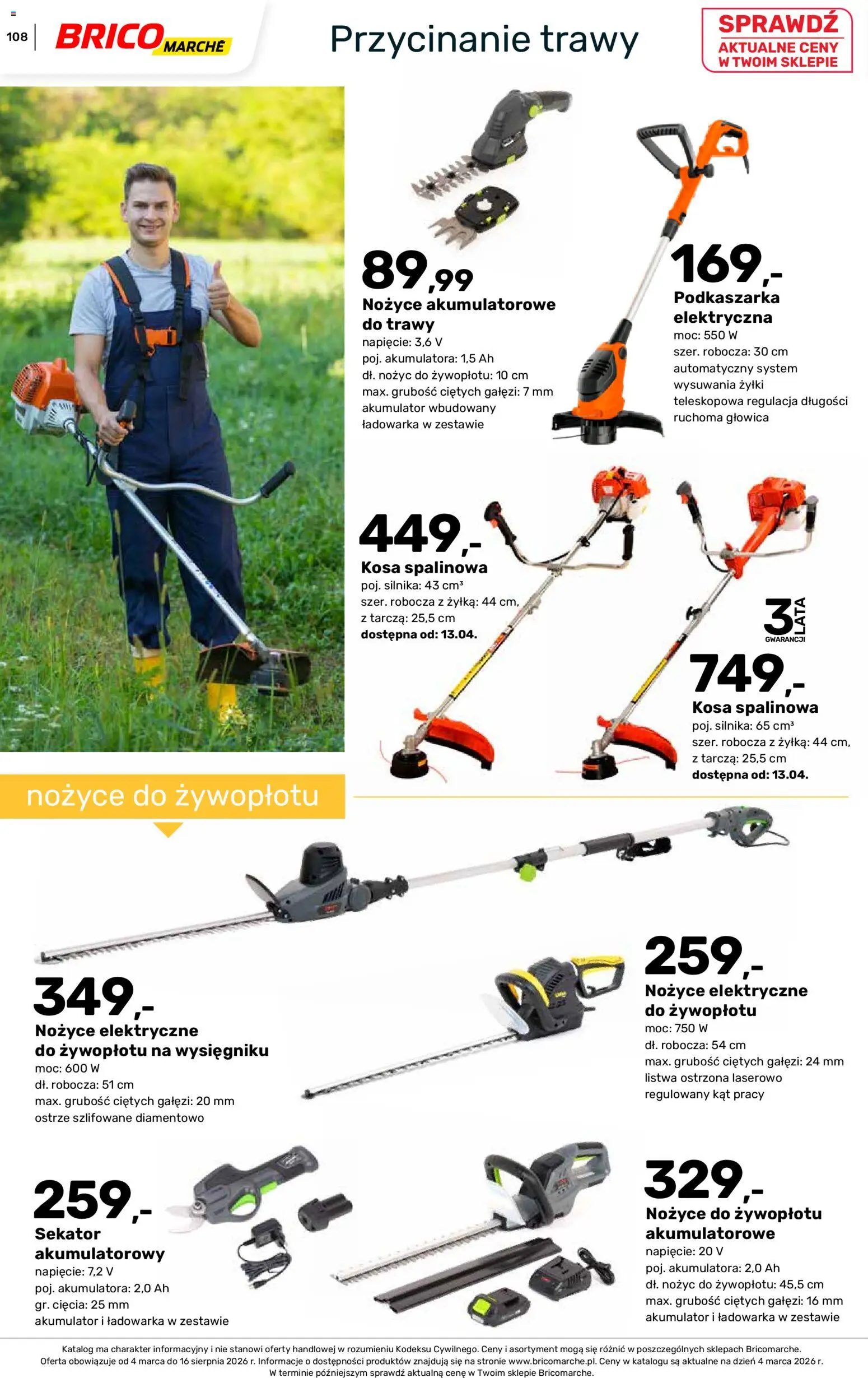 Brico Marché gazetka - Wiosna od 04.03.2026 | Strona: 108 | Produkty: Trawy, Ładowarka, Sekator, Nożyce do żywopłotu