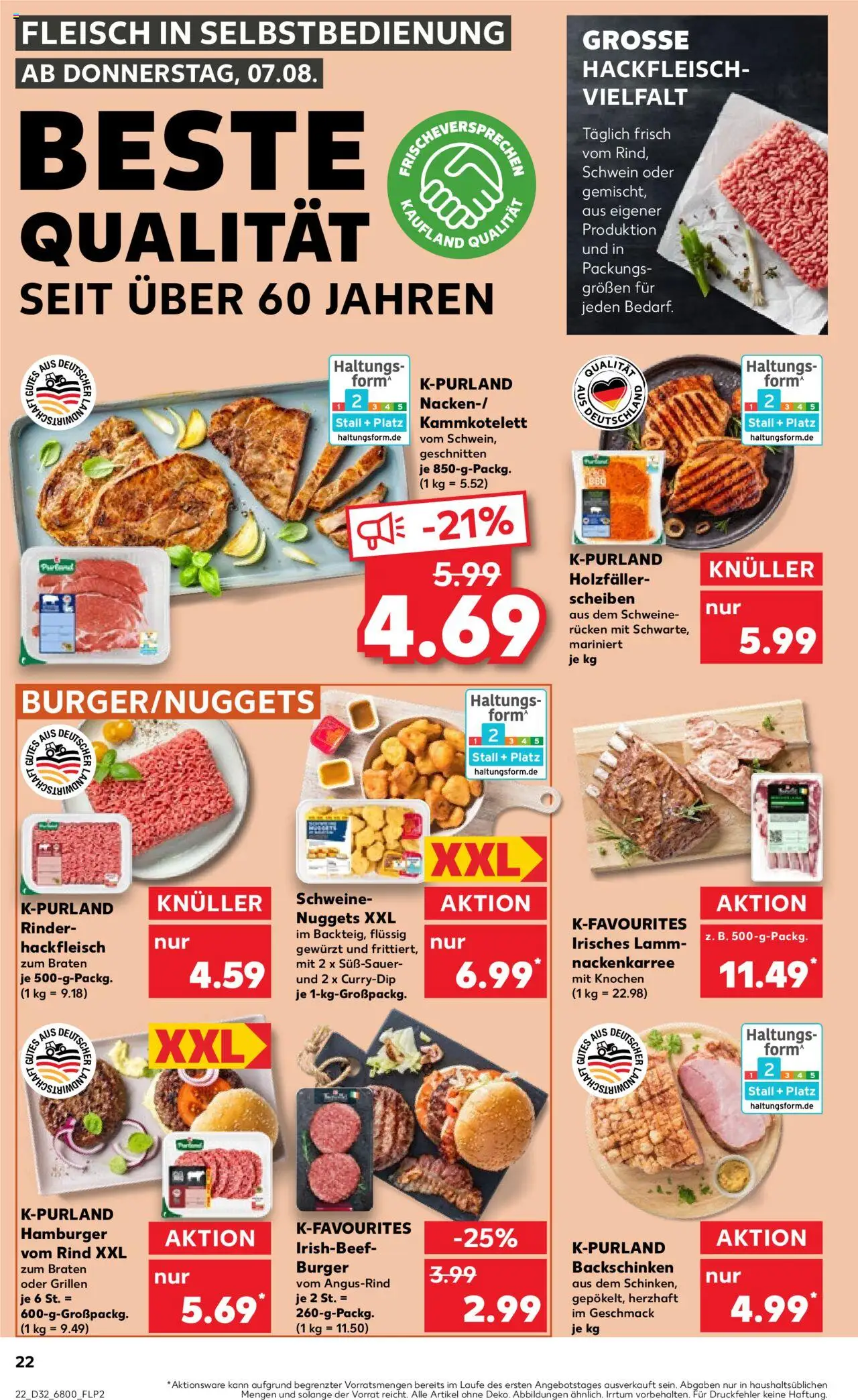 Kaufland prospekt Berlin	 - gültig ab dem 07.08.2025 | Seite: 22 | Produkte: Burger, Schweinerucken, Fleisch, Hackfleisch