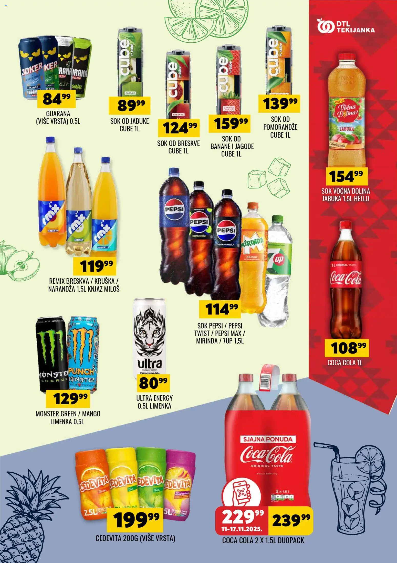 Tekijanka katalog - važi od 05.11.2025 | Strana: 13 | Proizvode: Guarana, Breskva, Banane, Pepsi