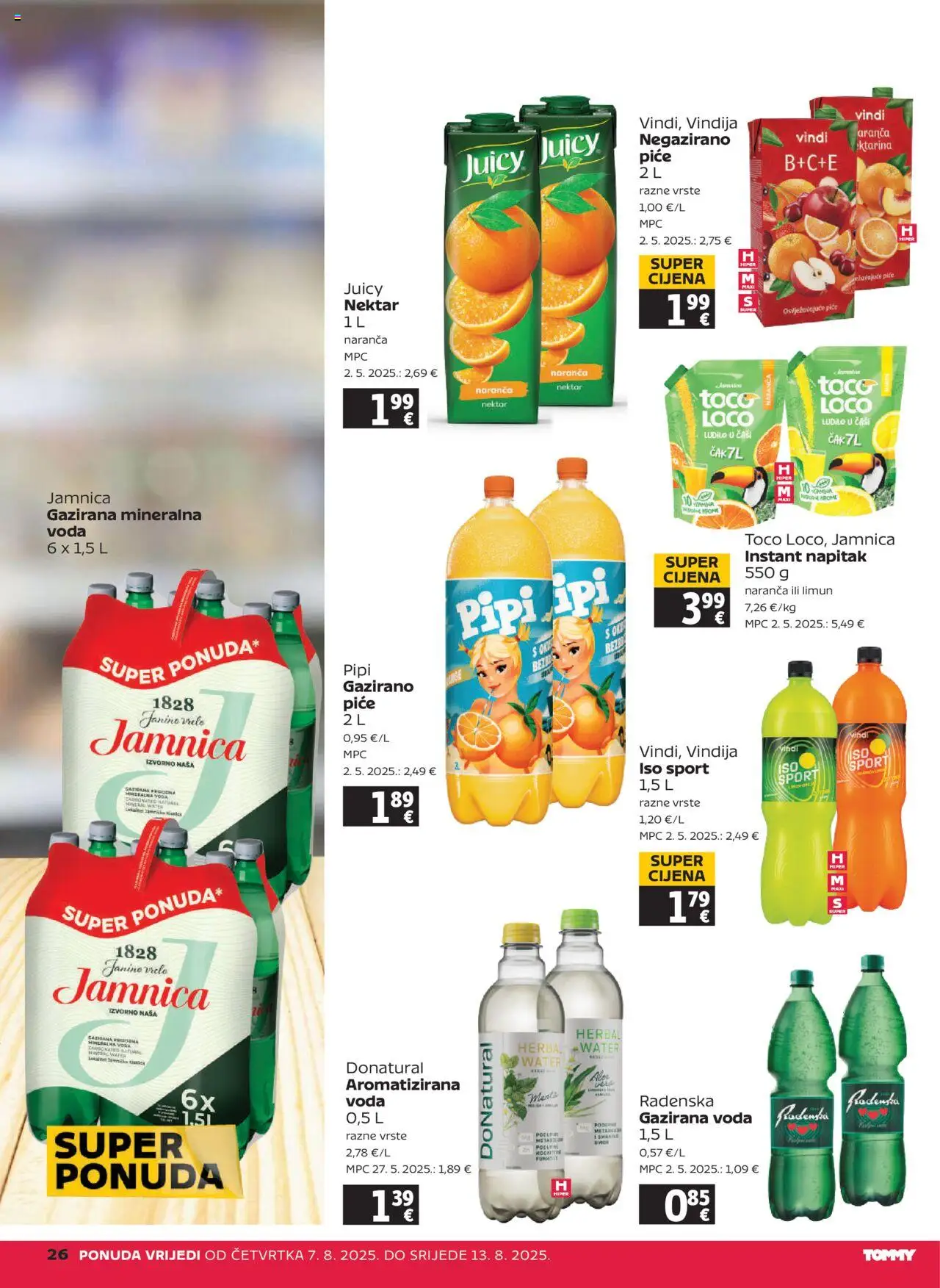 Tommy katalog | vrijedi od 07.08.2025 | Stranica: 26 | Proizvodi: Mineralna voda, Gazirana mineralna voda, Radenska, Limun