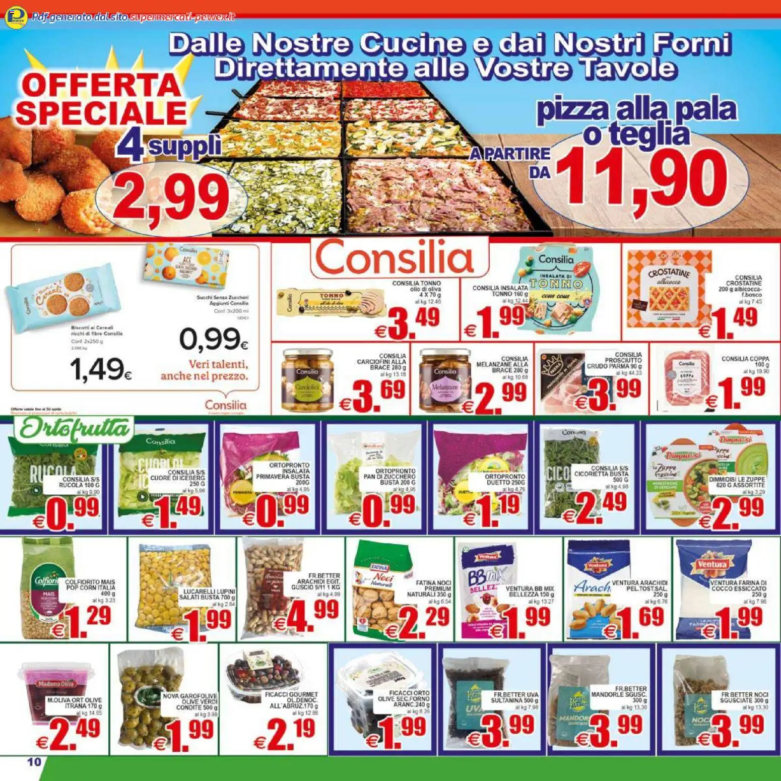 Volantino Pewex del 17.04.2026 | Pagina: 10 | Prodotti: Rucola, Prosciutto, Uva, Forno