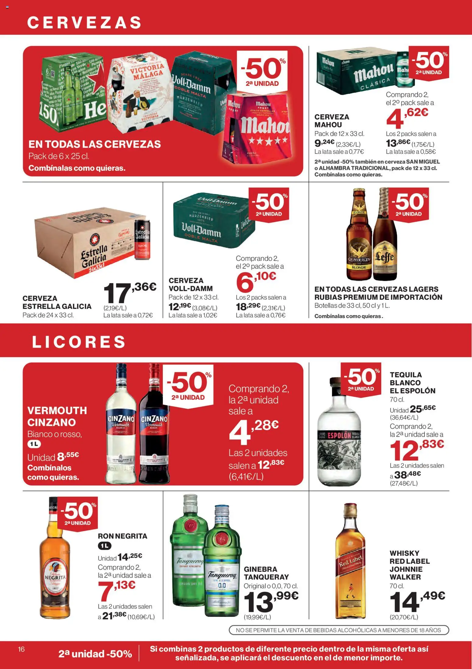 El Corte Inglés ofertas │ válido desde el 12.03.2026 | Página: 16 | Productos: Ron, Cerveza, Ginebra, Whisky