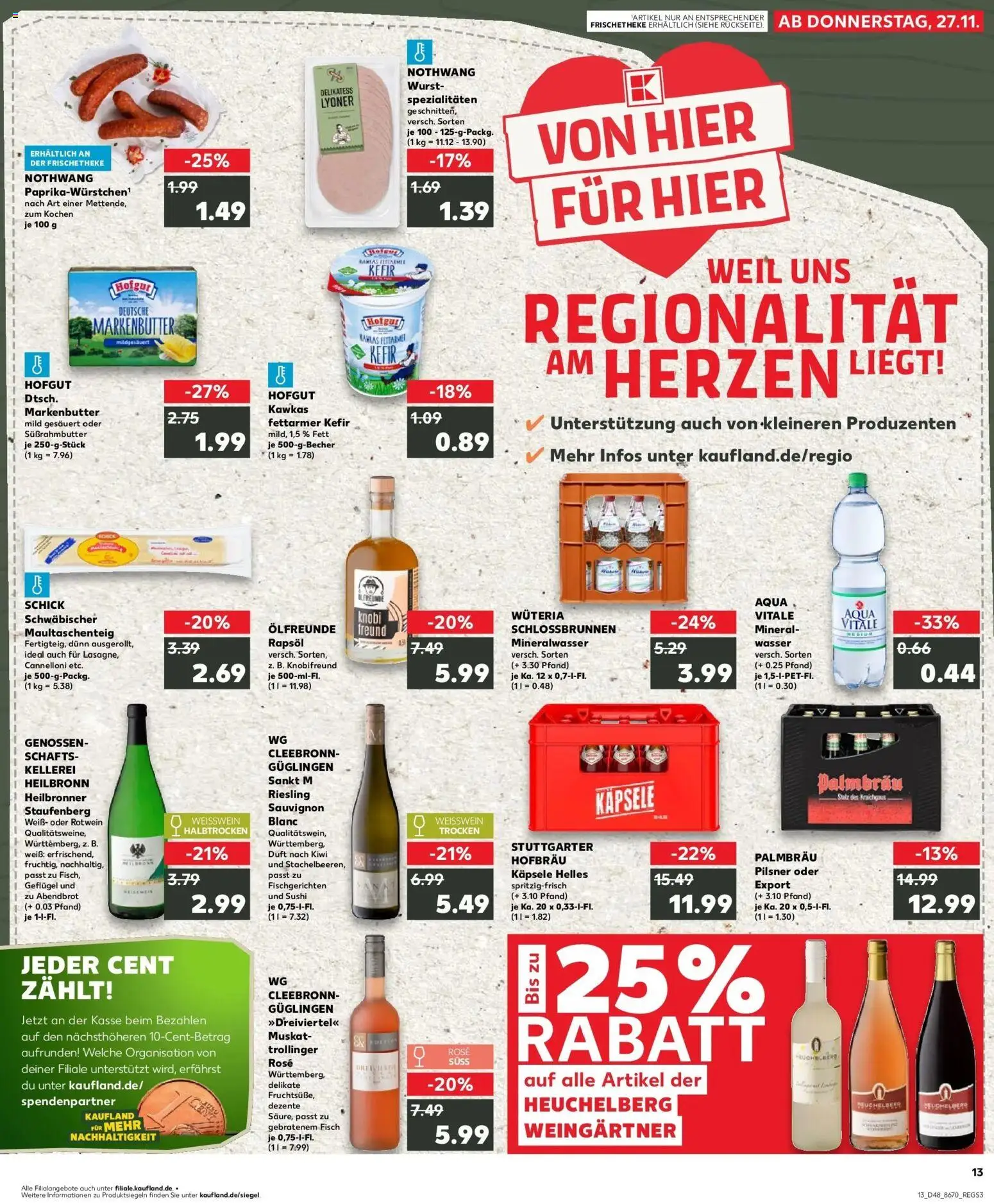 Kaufland prospekt Schwaigern	 – gültig ab 27.11.2025 | Seite: 1 | Produkte: Butter, Rotwein, Mineralwasser, Wurst