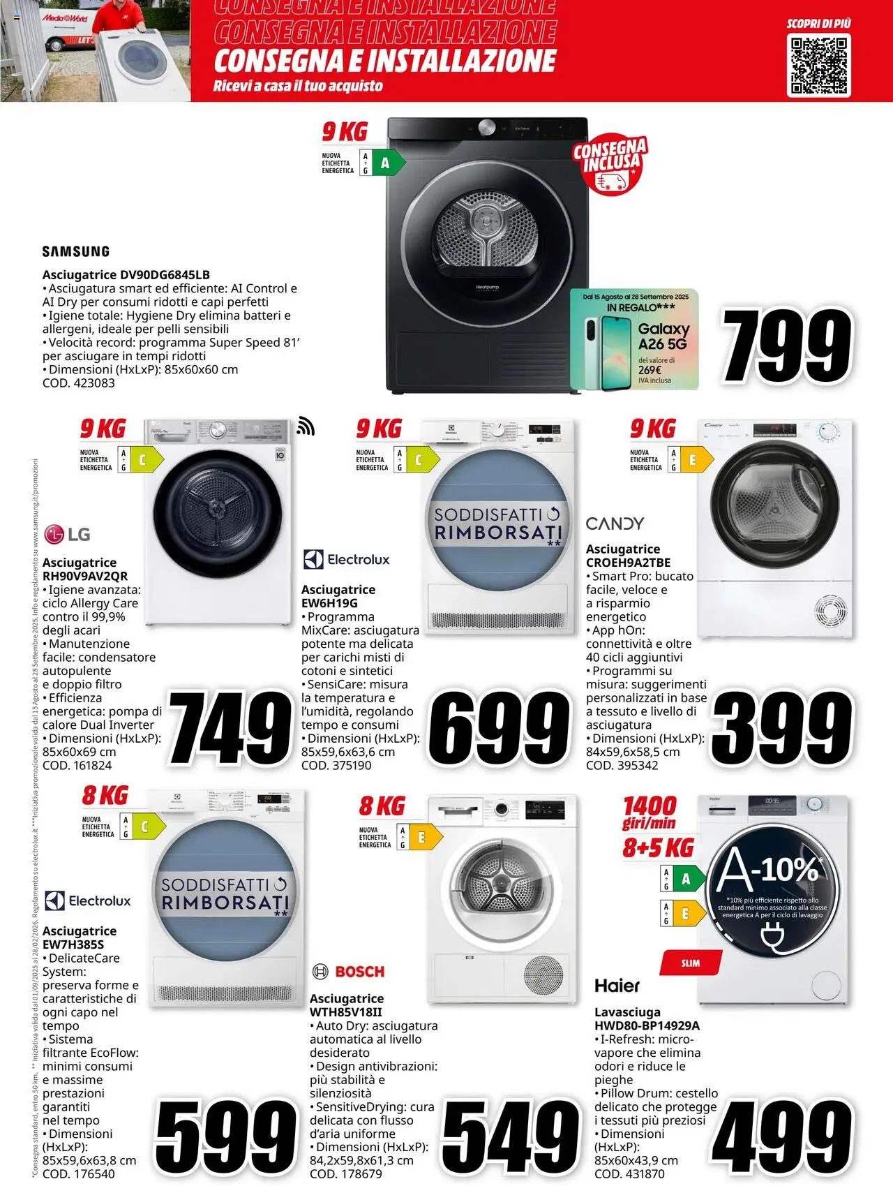 Volantino Media World del 04.09.2025 | Pagina: 5 | Prodotti: Lavasciuga, Asciugatrice, Samsung