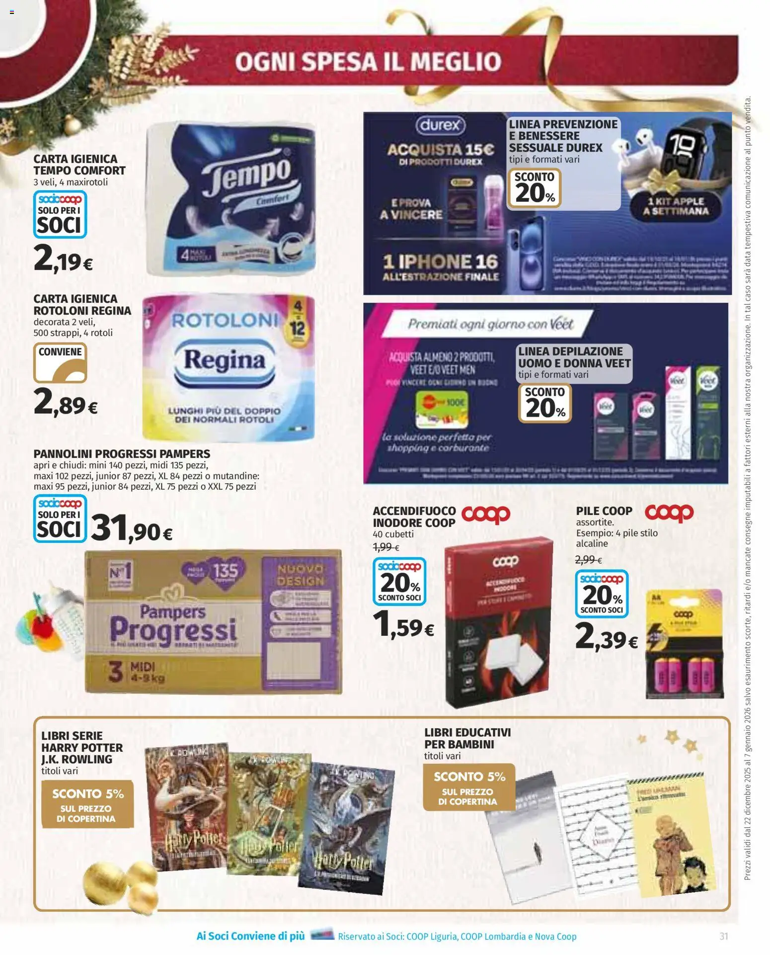 Volantino Ipercoop del 22.12.2025 | Pagina: 31 | Prodotti: Pile, Carta igienica, Mutandine, Pampers