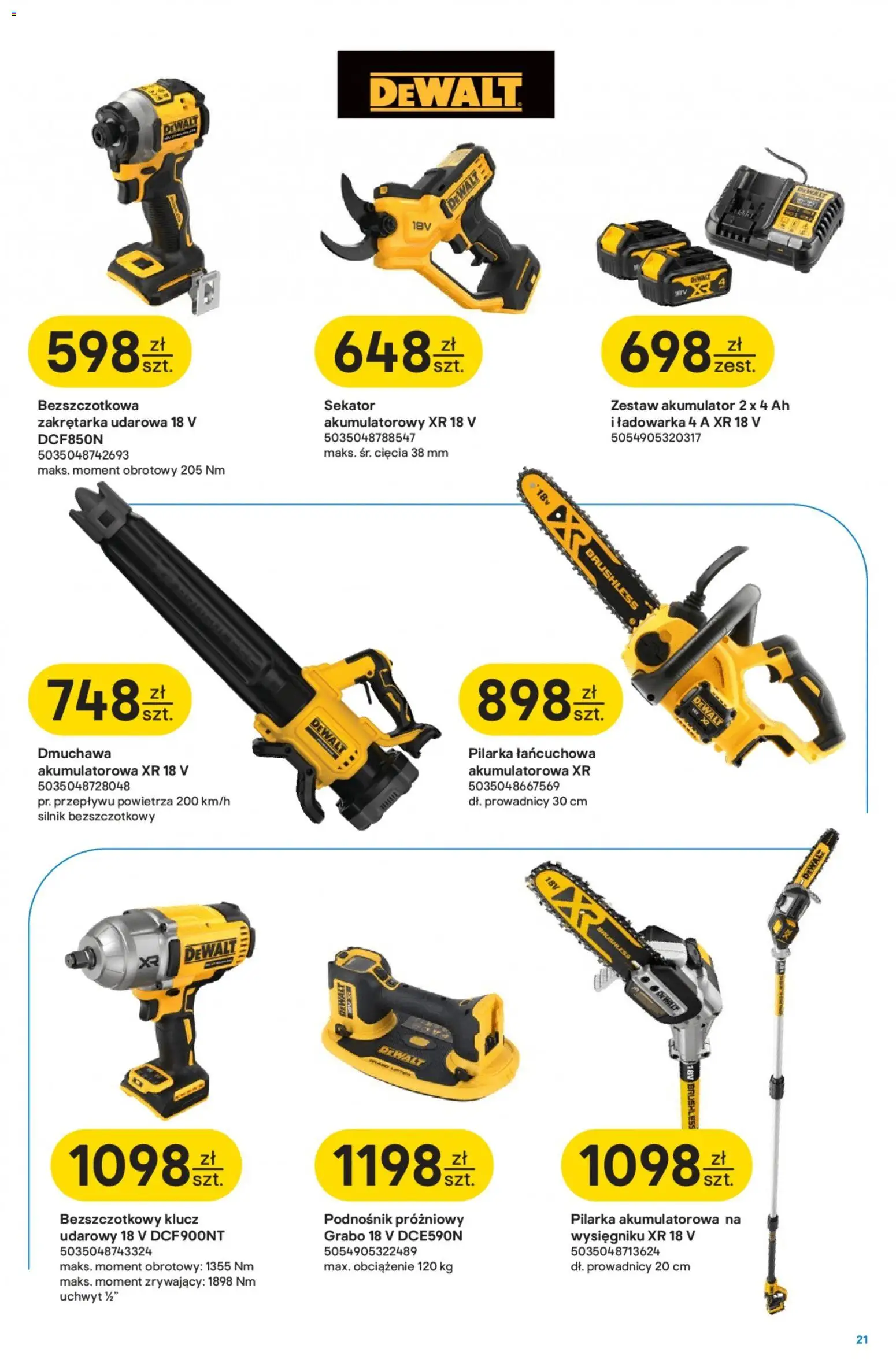 Castorama Gazetka od 05.11.2025 | Strona: 21 | Produkty: Ładowarka, Sekator