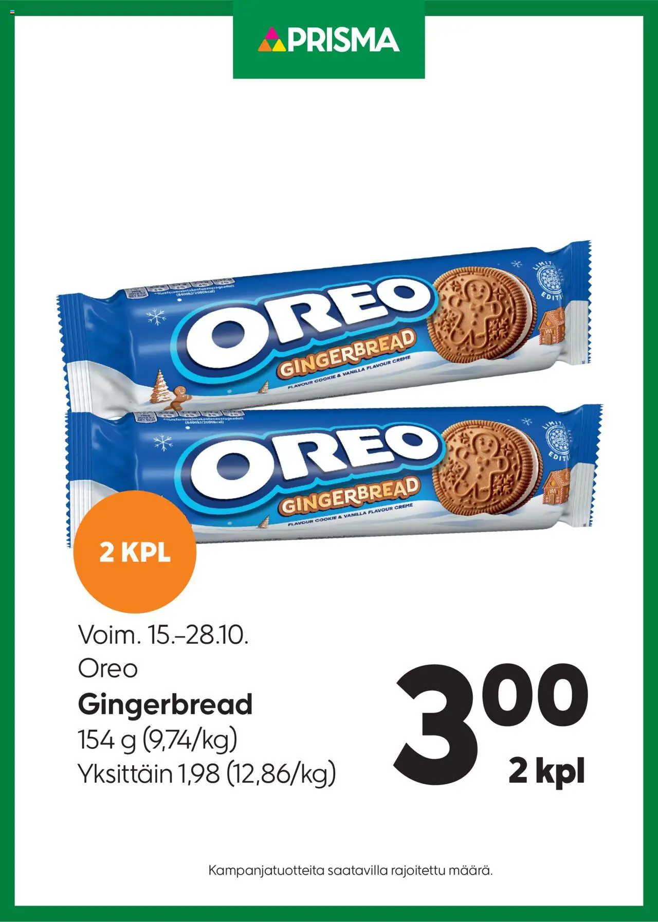 Prisma tarjoukset Oreo – voimassa 15.10.2025 alkaen | Sivu: 1 | Tuotteet: Oreo