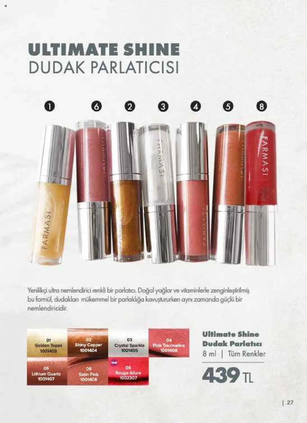 Farmasi Katalog - 01.08.2025 tarihinden itibaren geçerlidir | Sayfa: 27 | Ürünler: Dudak parlatıcısı, Parlatıcı