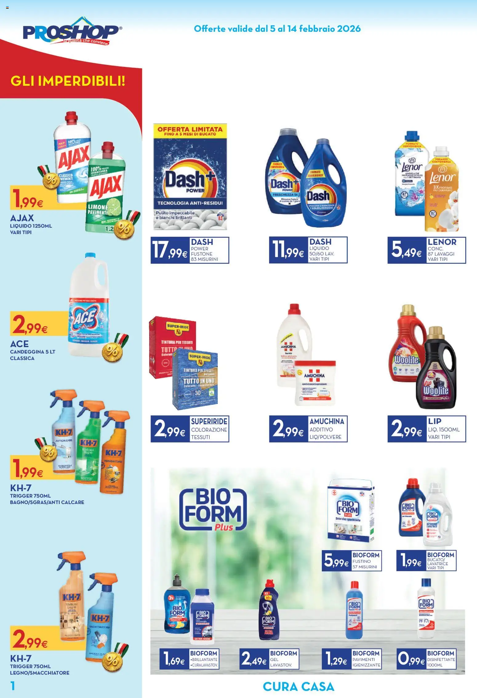 Volantino Proshop del 05.02.2026 | Pagina: 2 | Prodotti: Candeggina, Anticalcare, Limone, Lavatrice