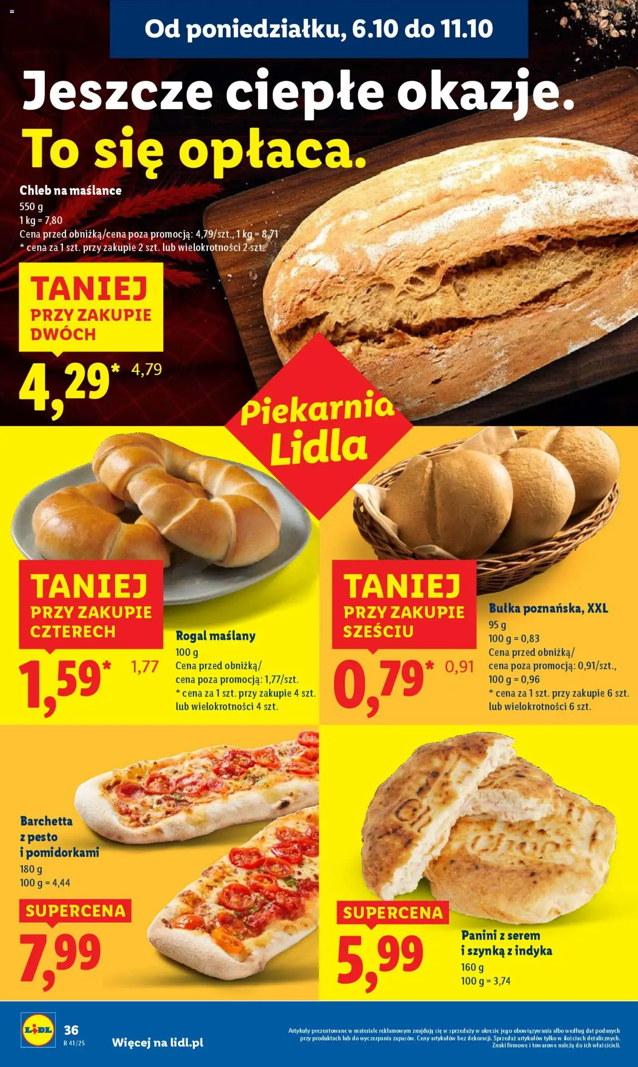 Lidl Gazetka od 06.10.2025 | Strona: 36 | Produkty: Panini, Szynka, Bułka, Chleb
