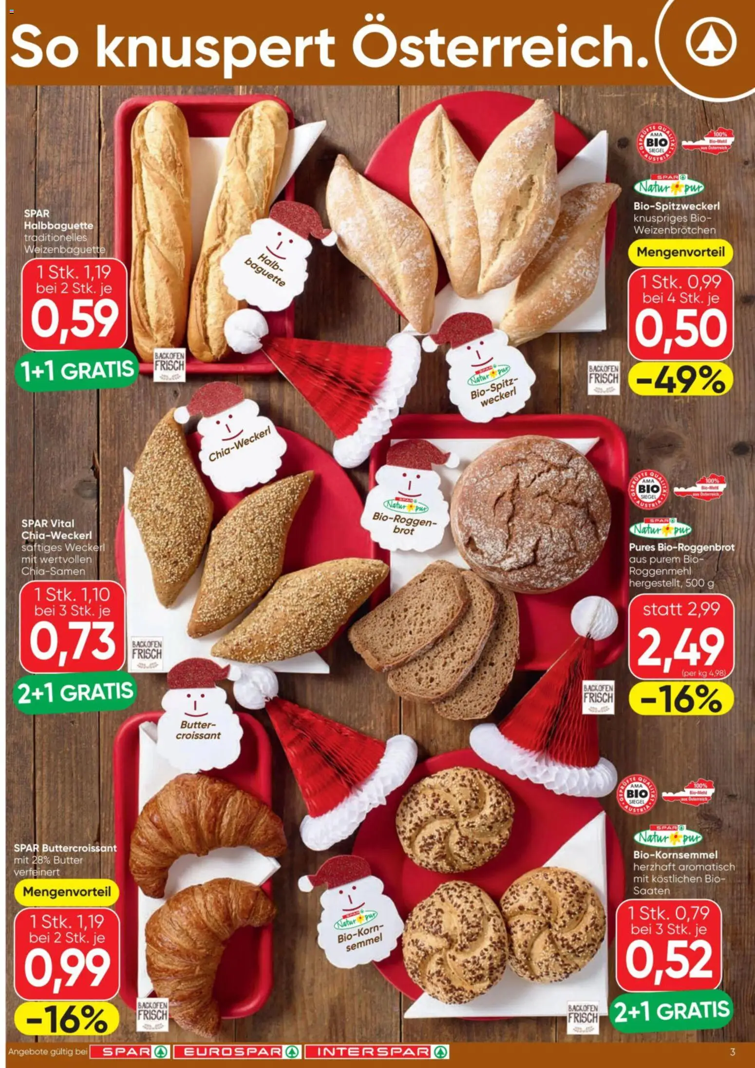 Spar Flugblatt gültig ab 04.12.2025 | Seite: 3 | Produkte: Jääkaappipakastin, Butter, Brot