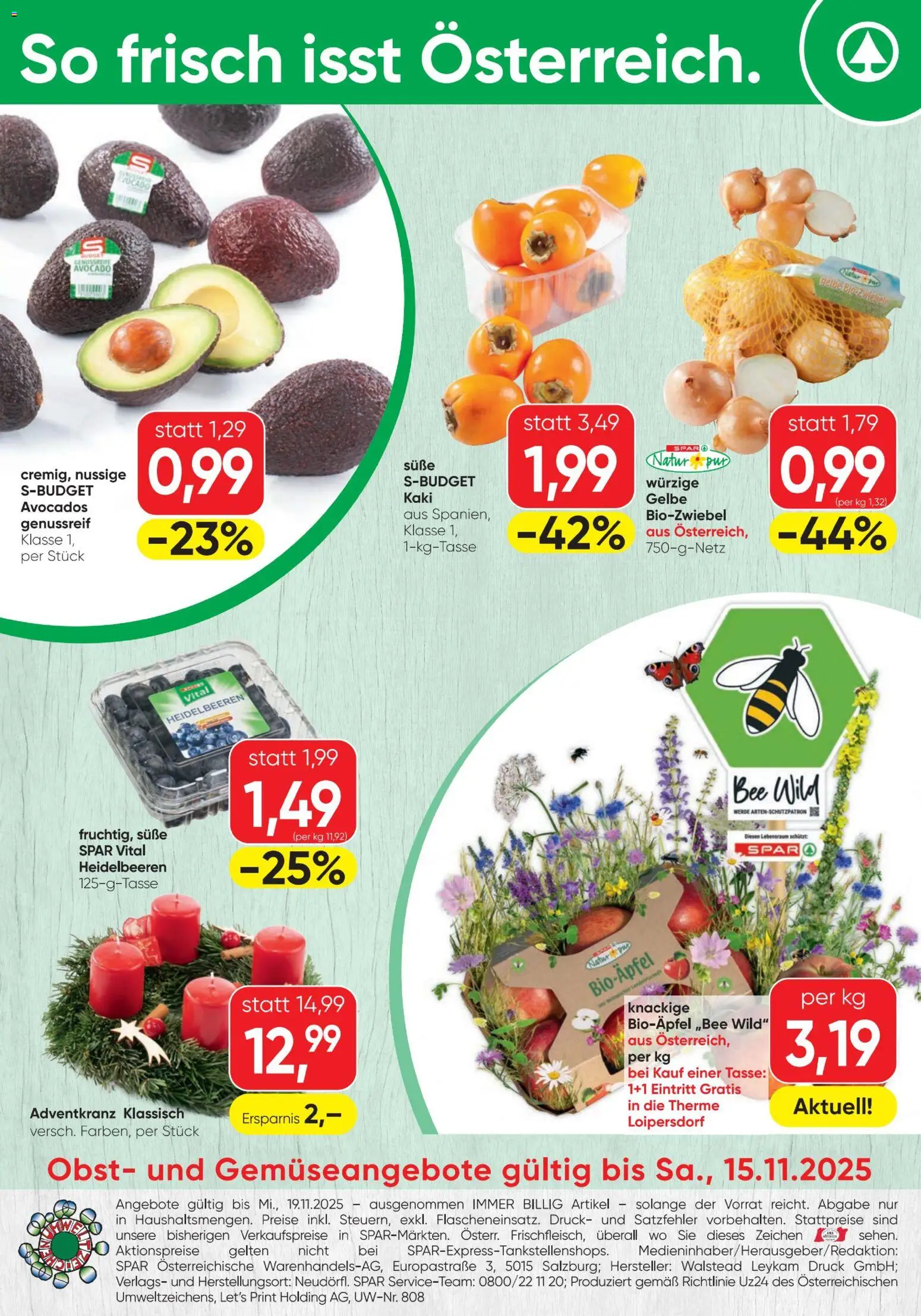 Spar Flugblatt gültig ab 13.11.2025 | Seite: 16 | Produkte: Avocado, Obst, Kaki