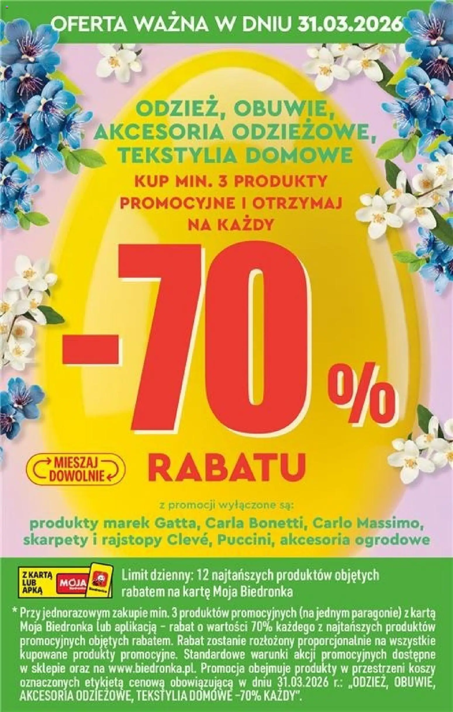 Biedronka gazetka - Specjalny wtorek od 31.03.2026 | Strona: 3 | Produkty: Karta, Skarpety, Rajstopy, Tekstylia