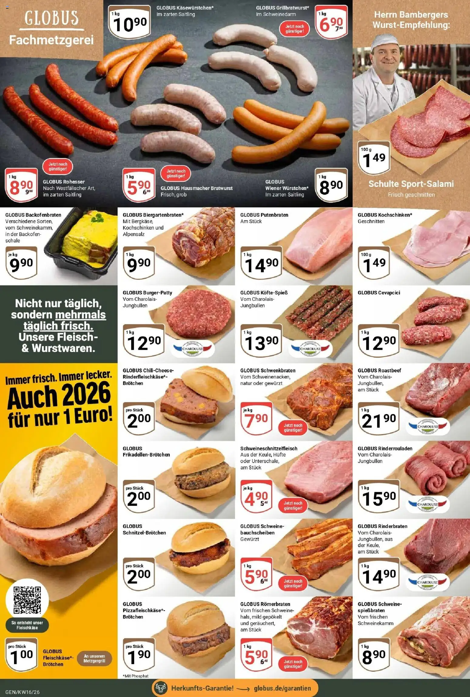 Globus Prospekt Gensingen	 – gültig ab 12.04.2026 | Seite: 8 | Produkte: Rinderrouladen, Bratwurst, Backofen, Fleisch