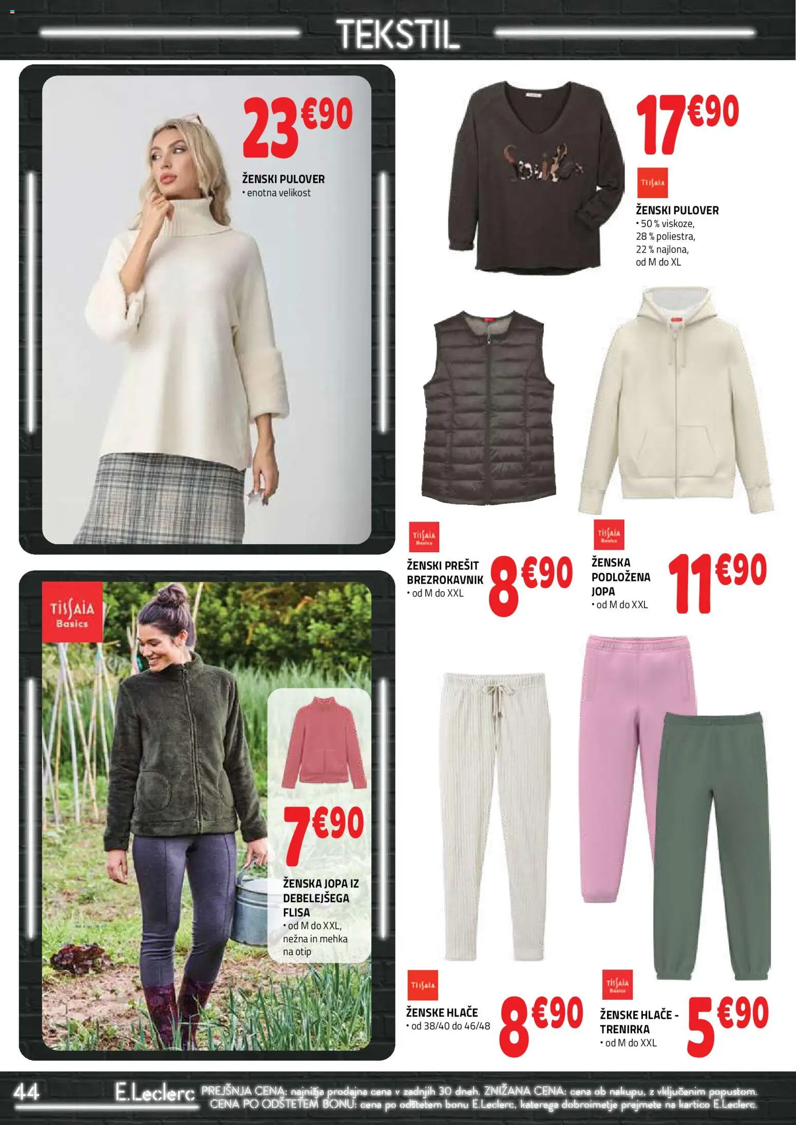 Novi E.leclerc katalog ponudbe – veljaven od 28.01.2026 | Stran: 44 | Izdelki: Trenirka, Pulover, Brezrokavnik, Hlace
