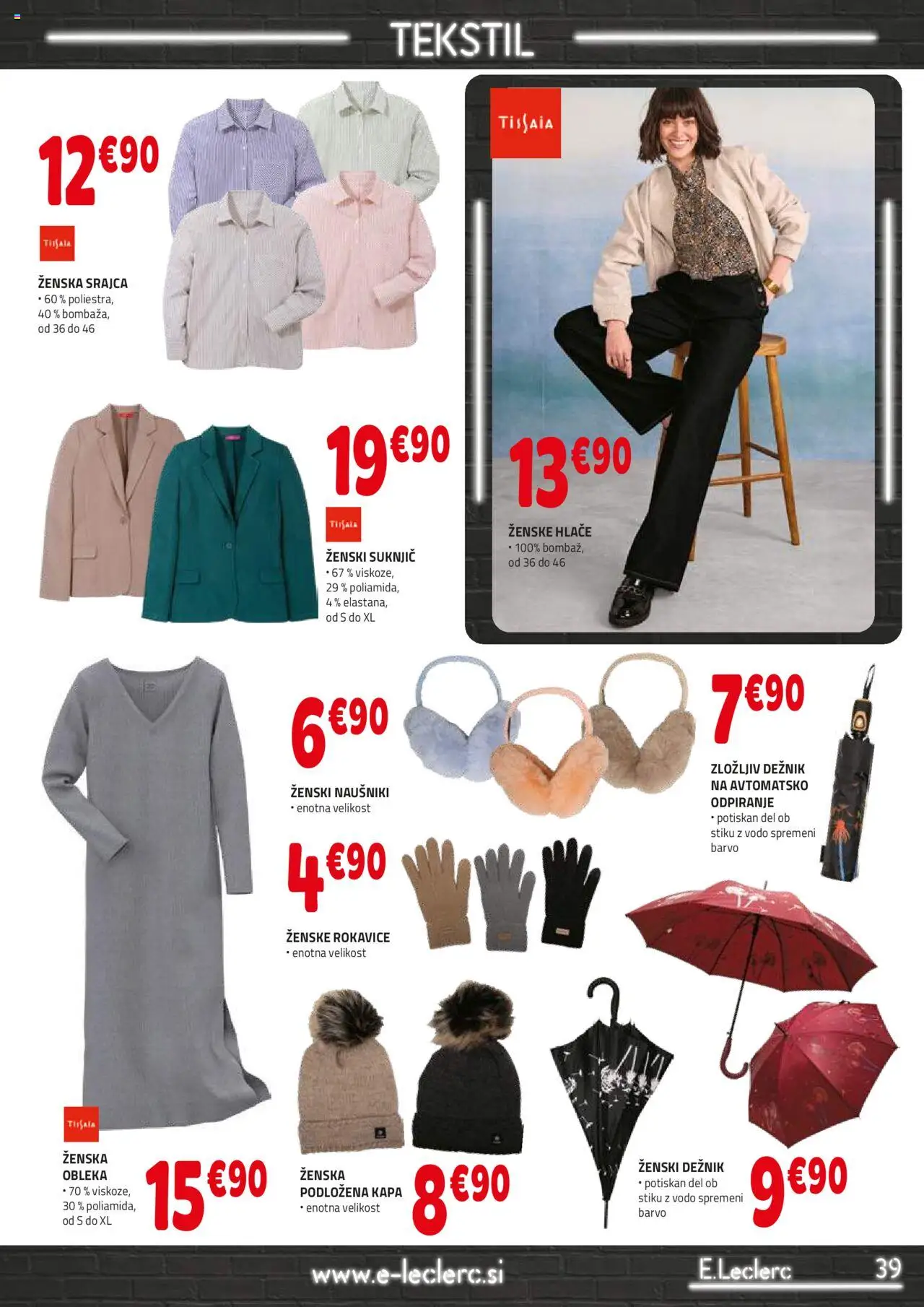 Novi E.leclerc katalog ponudbe – veljaven od 01.10.2025 | Stran: 39 | Izdelki: Srajca, Hlace, Kapa, Deznik