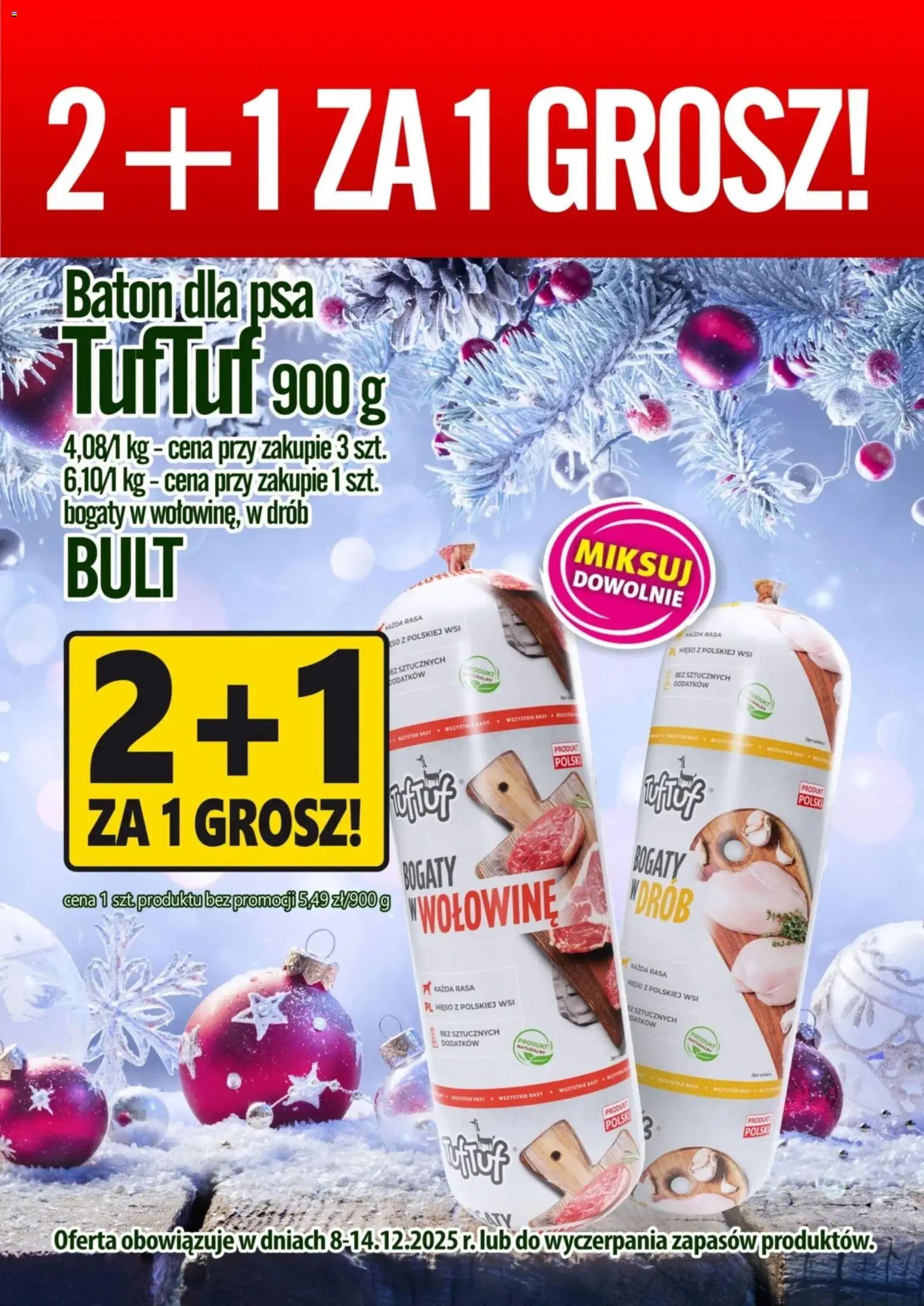 Prim Market Promocja - Baton Dla Psa Tuftuf od 08.12.2025 | Strona: 1 | Produkty: Mięso, Baton