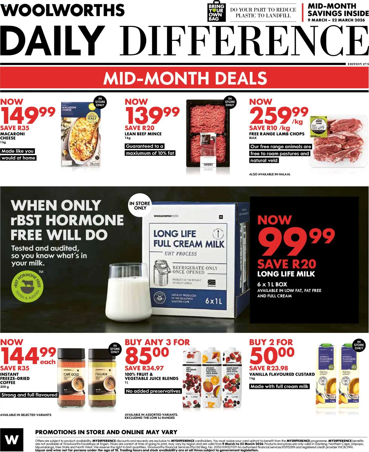 New Woolworths catalogue – valid from 09.03.2026 | Page: 8 | Products: Milk, Cheese, Coffee, Wine