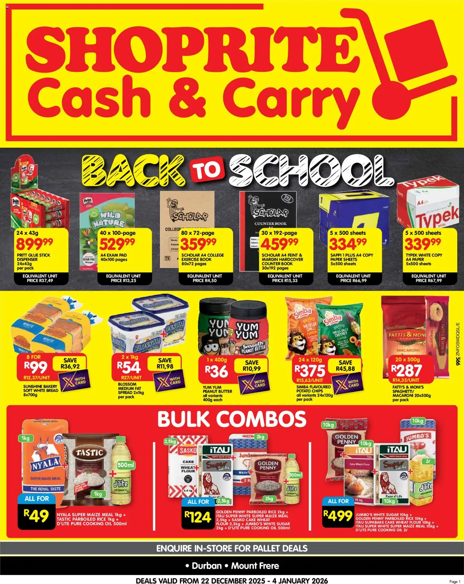 New Shoprite catalogue – valid from 22.12.2025 | Page: 1 | Products: Chutney, Bakery, Bread, Rice