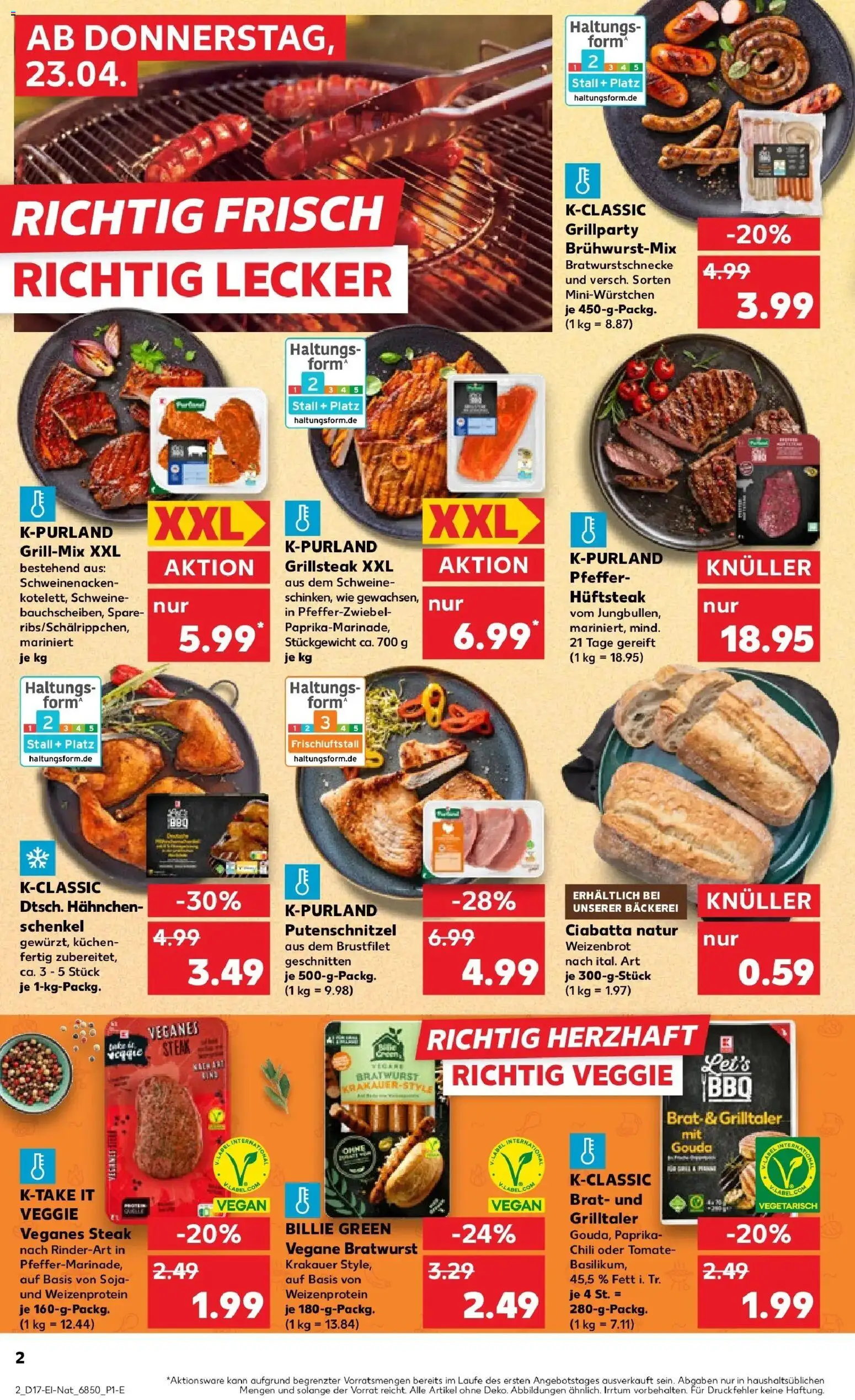 Kaufland Prospekt Unterschleißheim	 – gültig ab 23.04.2026 | Seite: 2 | Produkte: Bäckerei, Schweinenacken, Steak, Kuchen