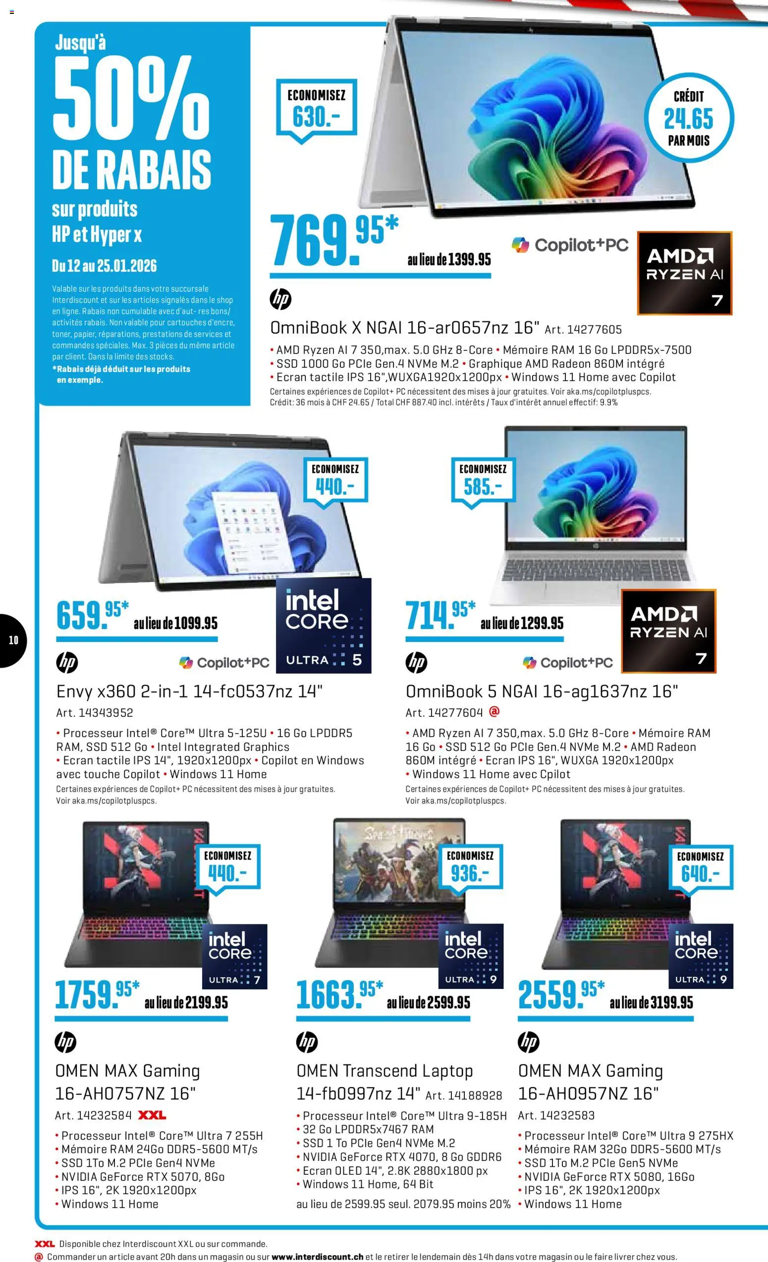 Interdiscount Aktionen FR – gültig ab 12.01.2026 | Seite: 10 | Produkte: Laptop, Pc, HP