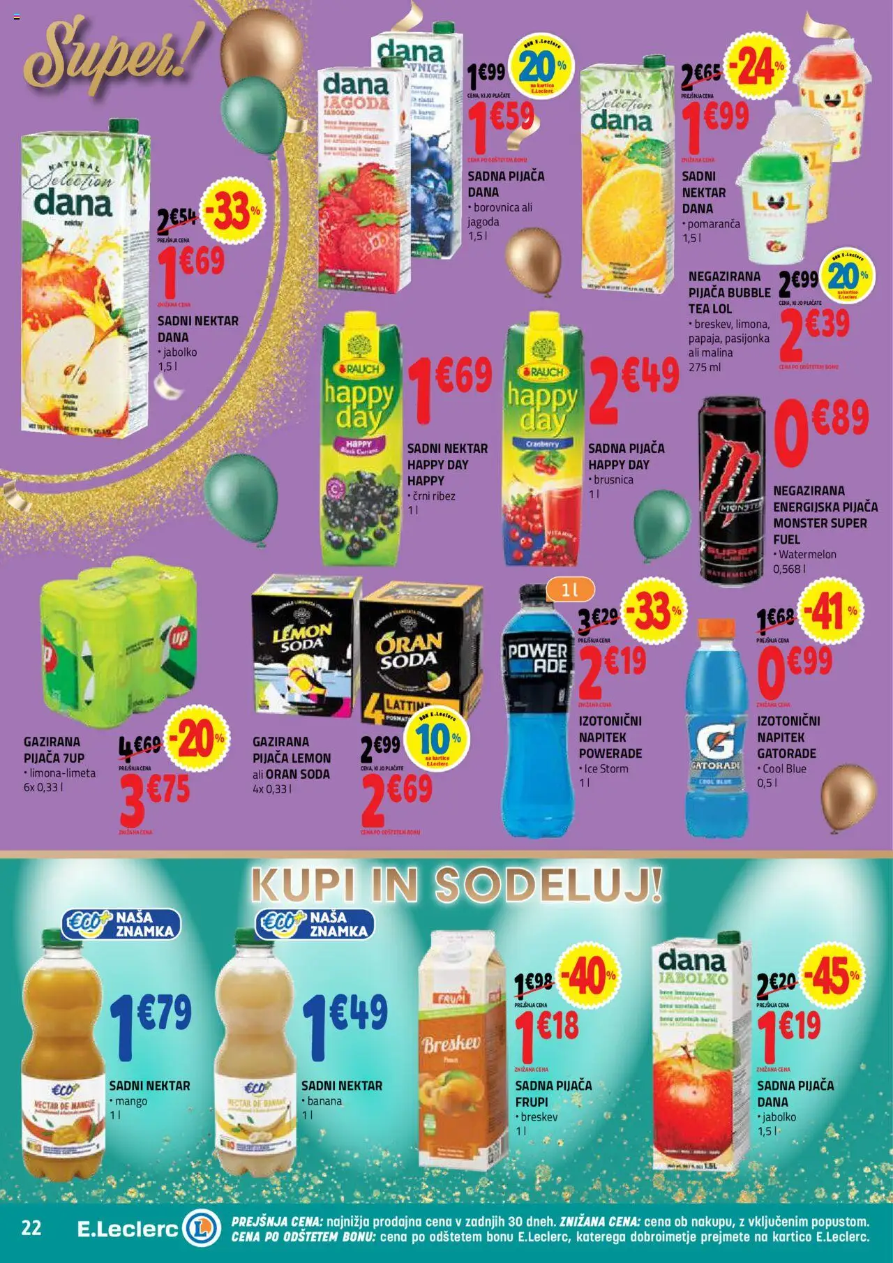 Novi E.leclerc katalog ponudbe – veljaven od 22.10.2025 | Stran: 22 | Izdelki: Ribez, Mango, Breskev