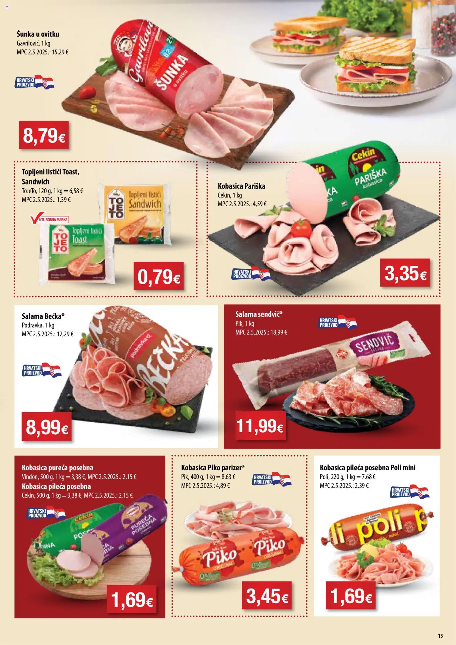 Bakmaz katalog | vrijedi od 10.12.2025 | Stranica: 13 | Proizvodi: Salama, Šunka, Podravka, Kobasica