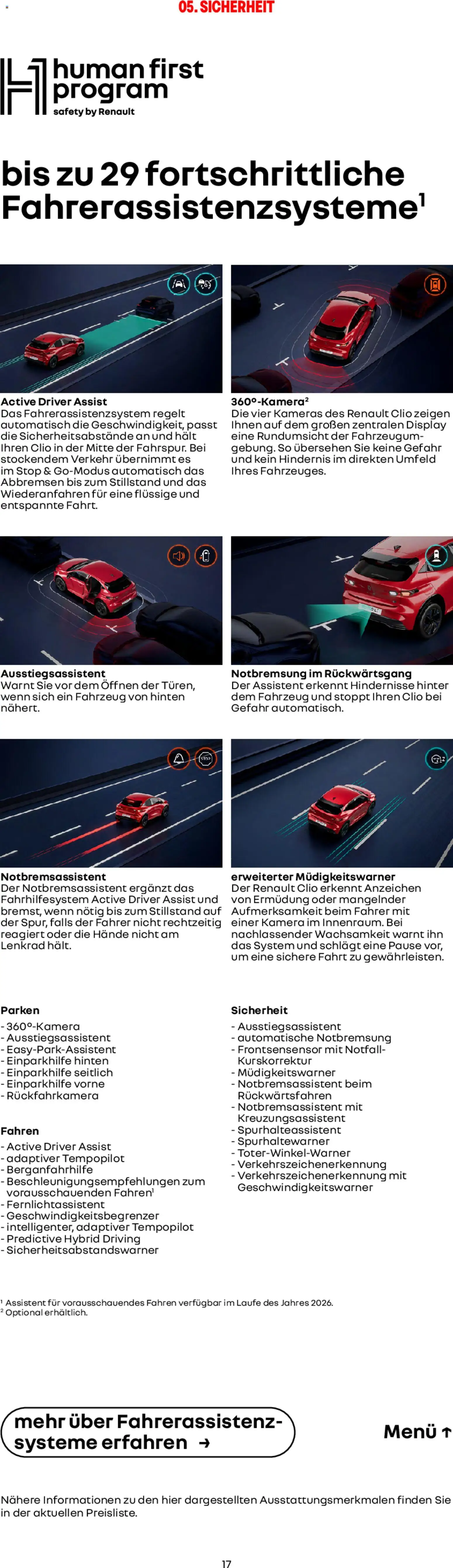 Renault Neuer Clio – gültig ab 01.10.2025 | Seite: 17 | Produkte: Kamera