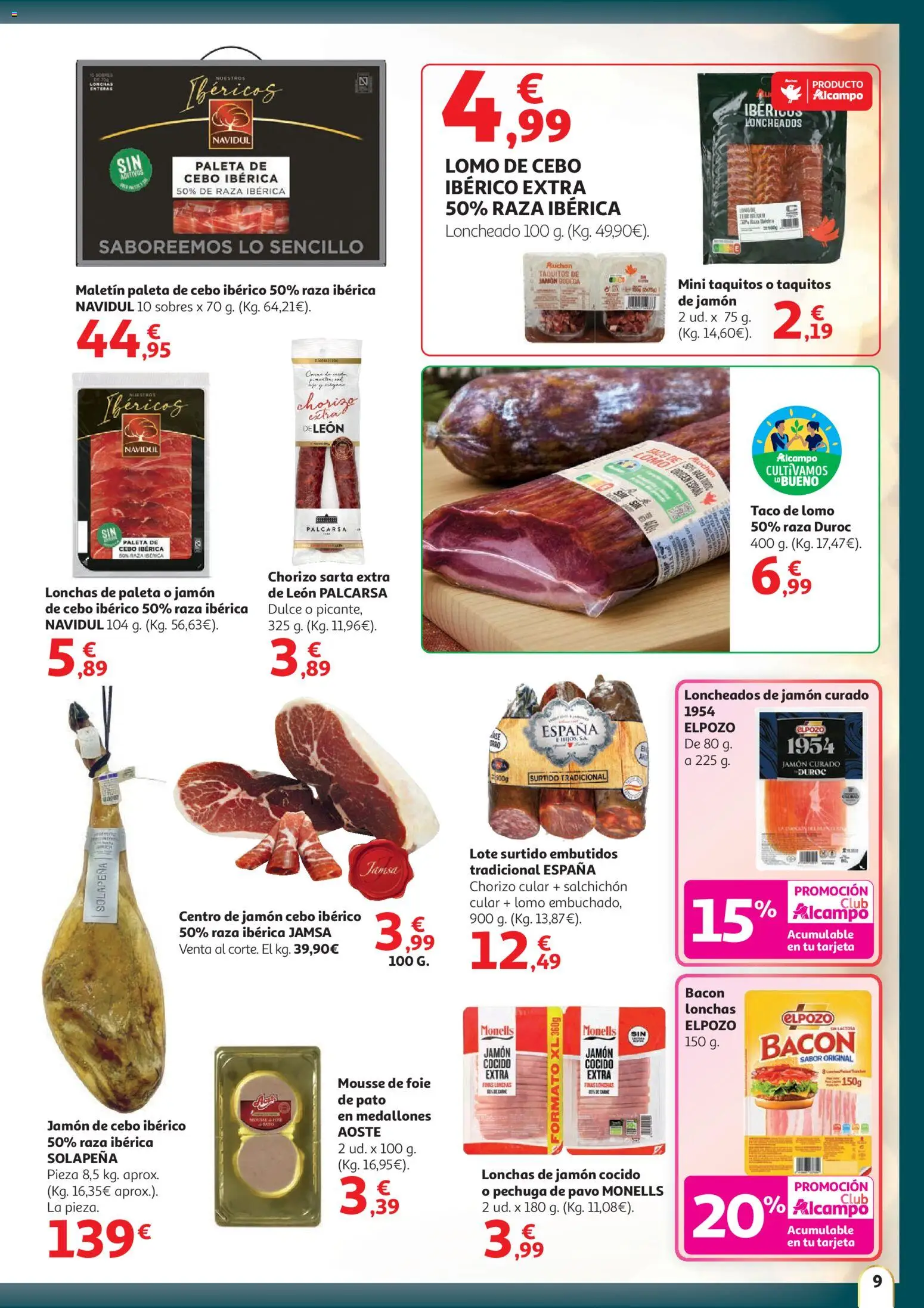 Alcampo -  Cat SST │ válido desde el 11.12.2025 | Página: 9 | Productos: Medallones, Jamón, Jamón cocido, Νυχτικό