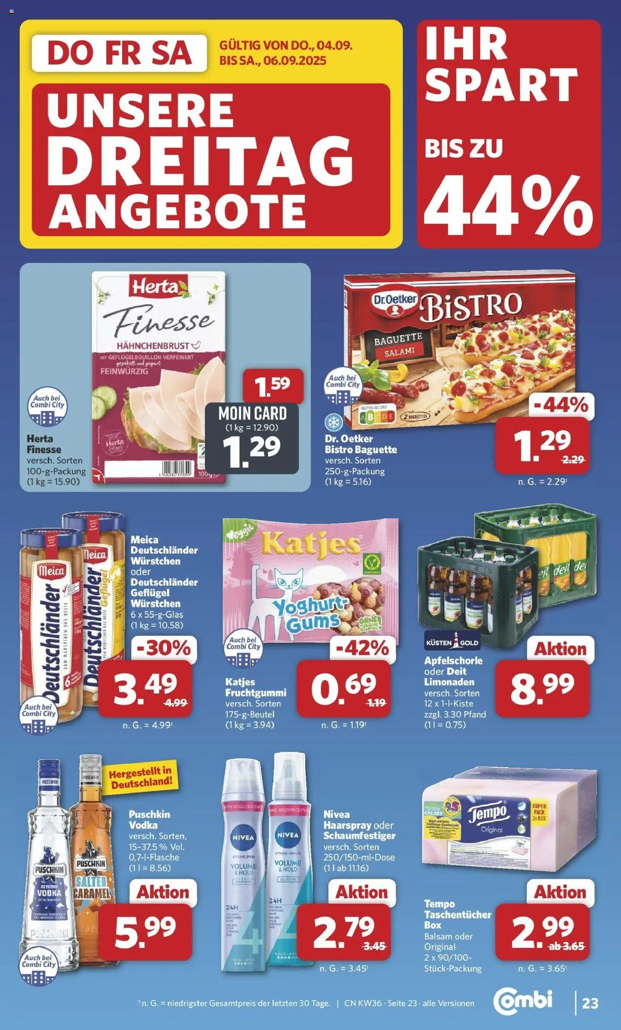 Combi Prospekt Rahden	 – gültig ab 01.09.2025 | Seite: 33 | Produkte: Haarspray, Meica, Tempo, Vodka