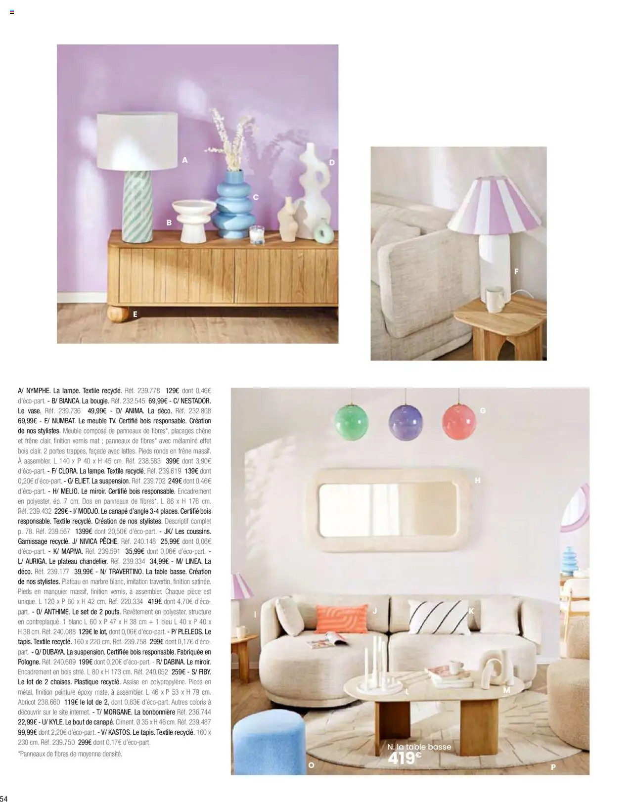 {H1} | Page: 56 | Produits: Abricot, Canapé, Table basse, Table