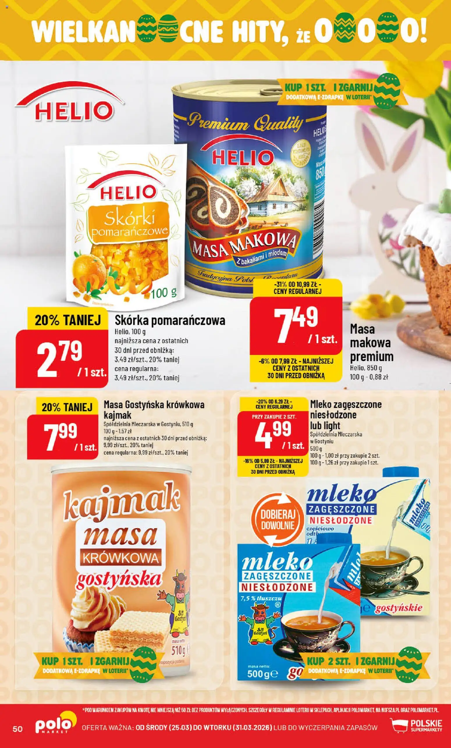 POLOmarket gazetka od 25.03.2026 | Strona: 50 | Produkty: Mleko zagęszczone niesłodzone, Skórka pomarańczowa, Kajmak, Mleko