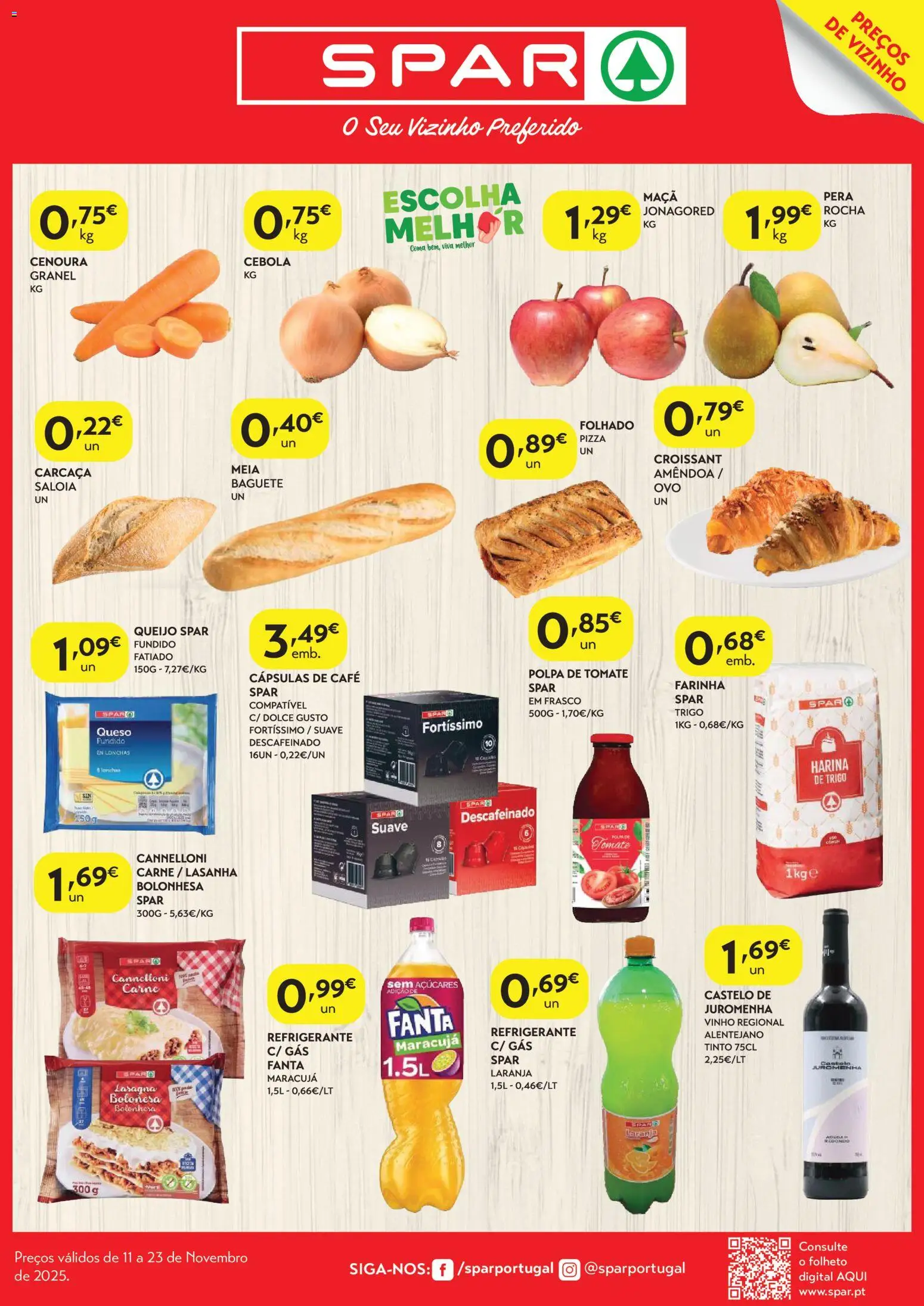 Spar - folheto │ válido de 11.11.2025 | Página: 1 | Produtos: Lasanha, Cebola, Queijo, Café