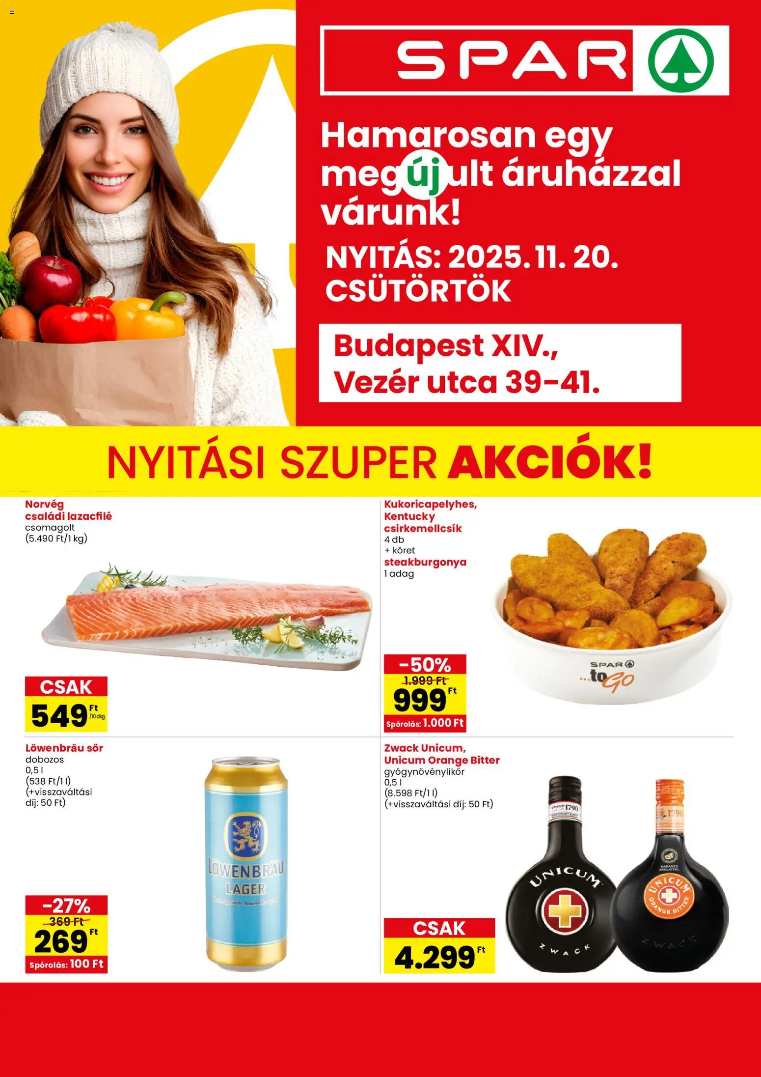 Spar akciós ujság - amely érvényes a következő dátumtól: 20.11.2025 | Oldal: 1 | Termékek: Lazacfilé, Sör, Feferoni