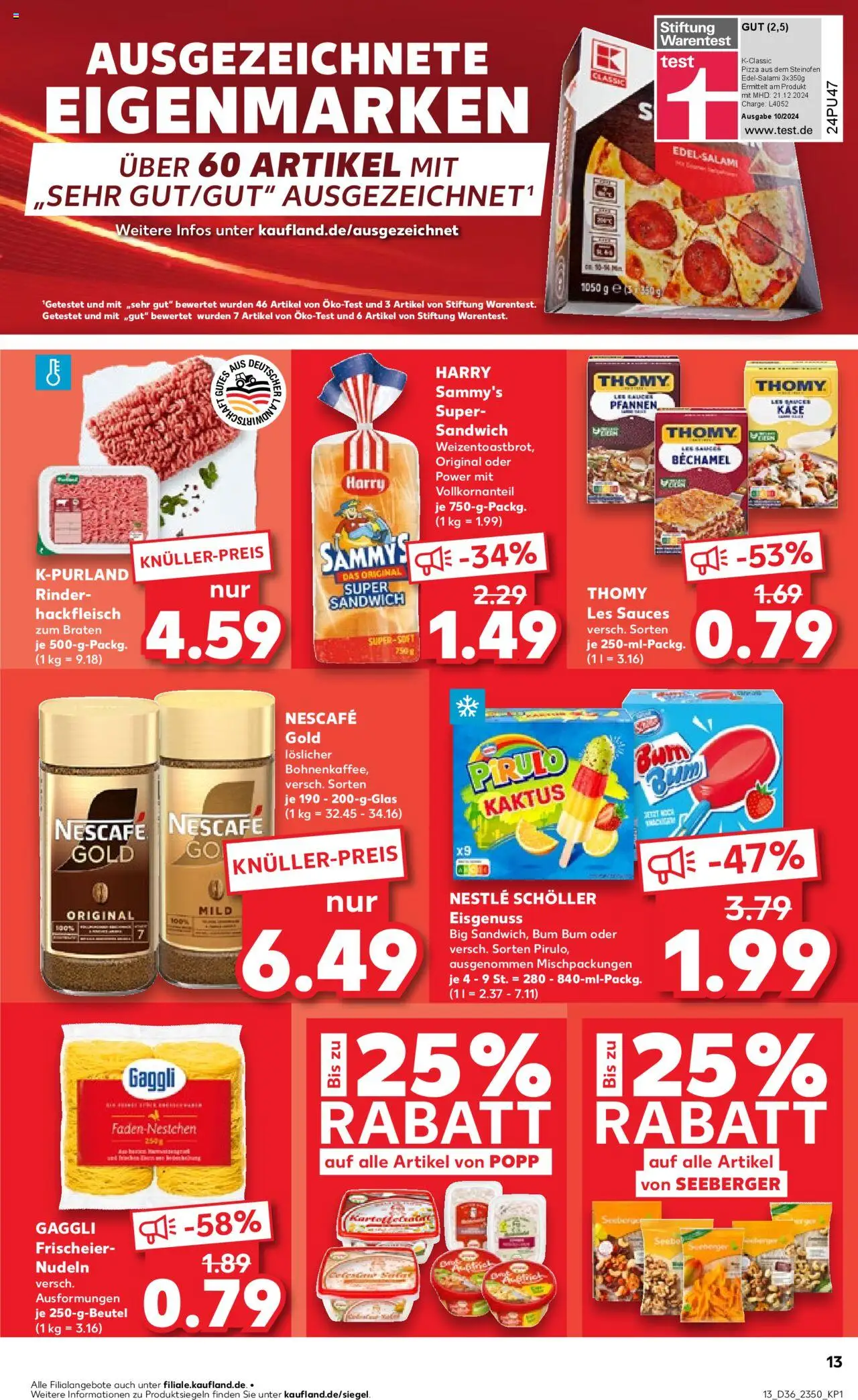Kaufland prospekt Völklingen	 – gültig ab 07.09.2025 | Seite: 13 | Produkte: Nescafe, Thomy les sauces, Pasta, Hackfleisch