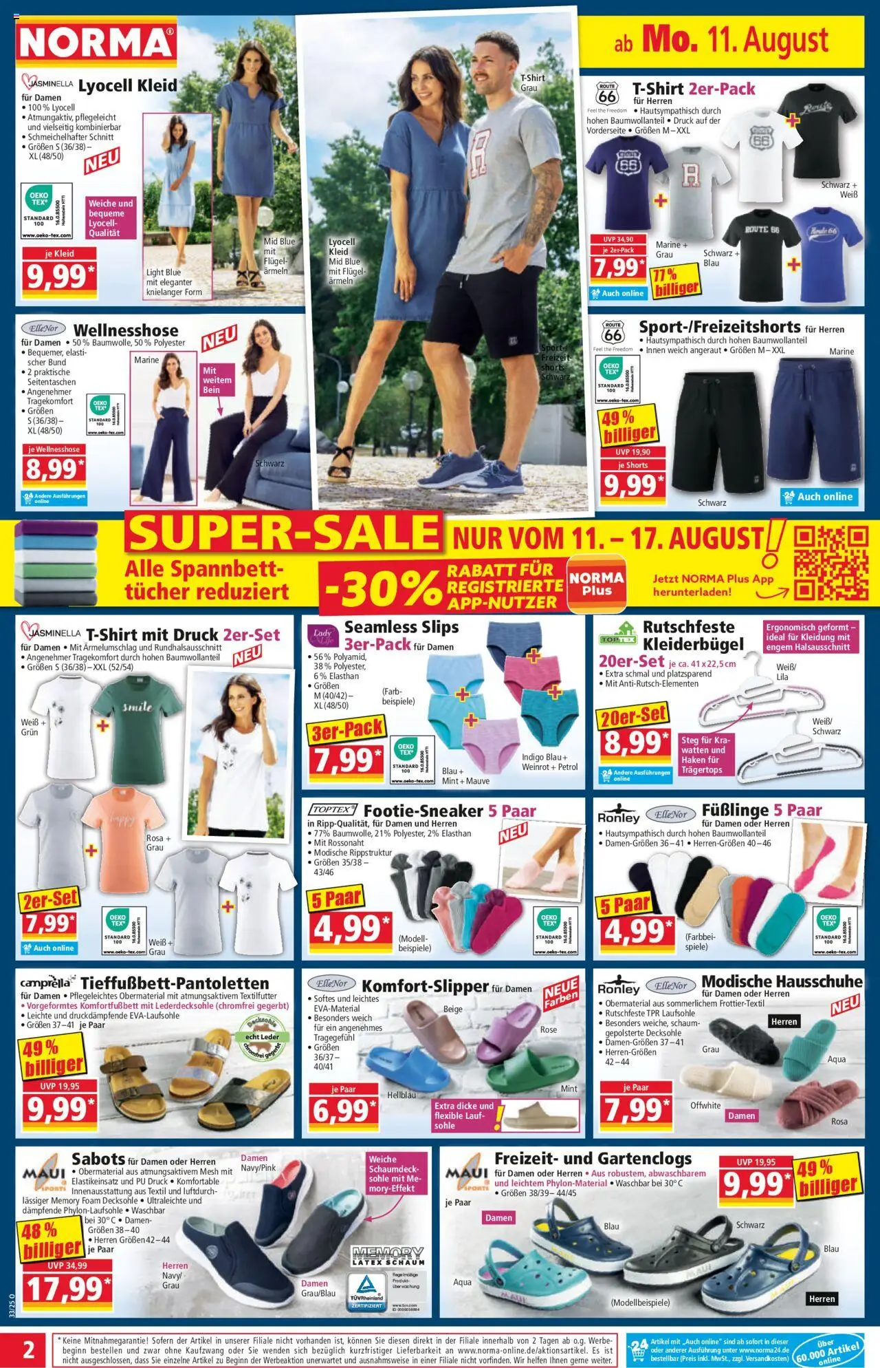 Norma Prospekt 	 - gültig ab dem 11.08.2025 | Seite: 2 | Produkte: Kleiderbügel, Hausschuhe, Kleid