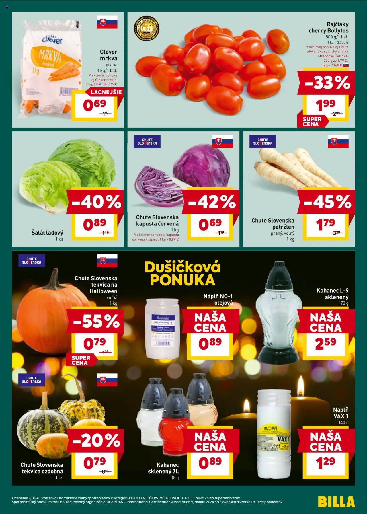 Nové Billa akcie – leták je platný od 08.10.2025 | Strana: 3 | Produkty: Kapusta, Kapusta červená, Šalát, Petržlen