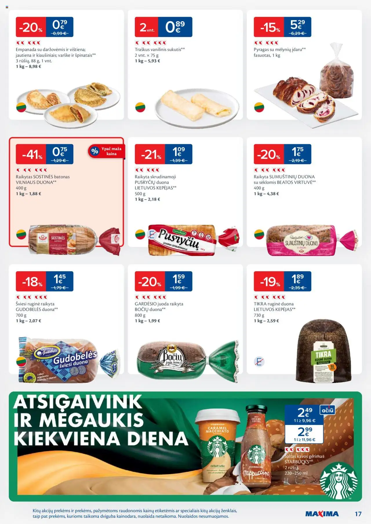 MAXIMA - Leidinys│galioja nuo 02.09.2025 | Puslapis: 17 | Prekių: Batonas, Duona skrudinimui, Duona, Varškė