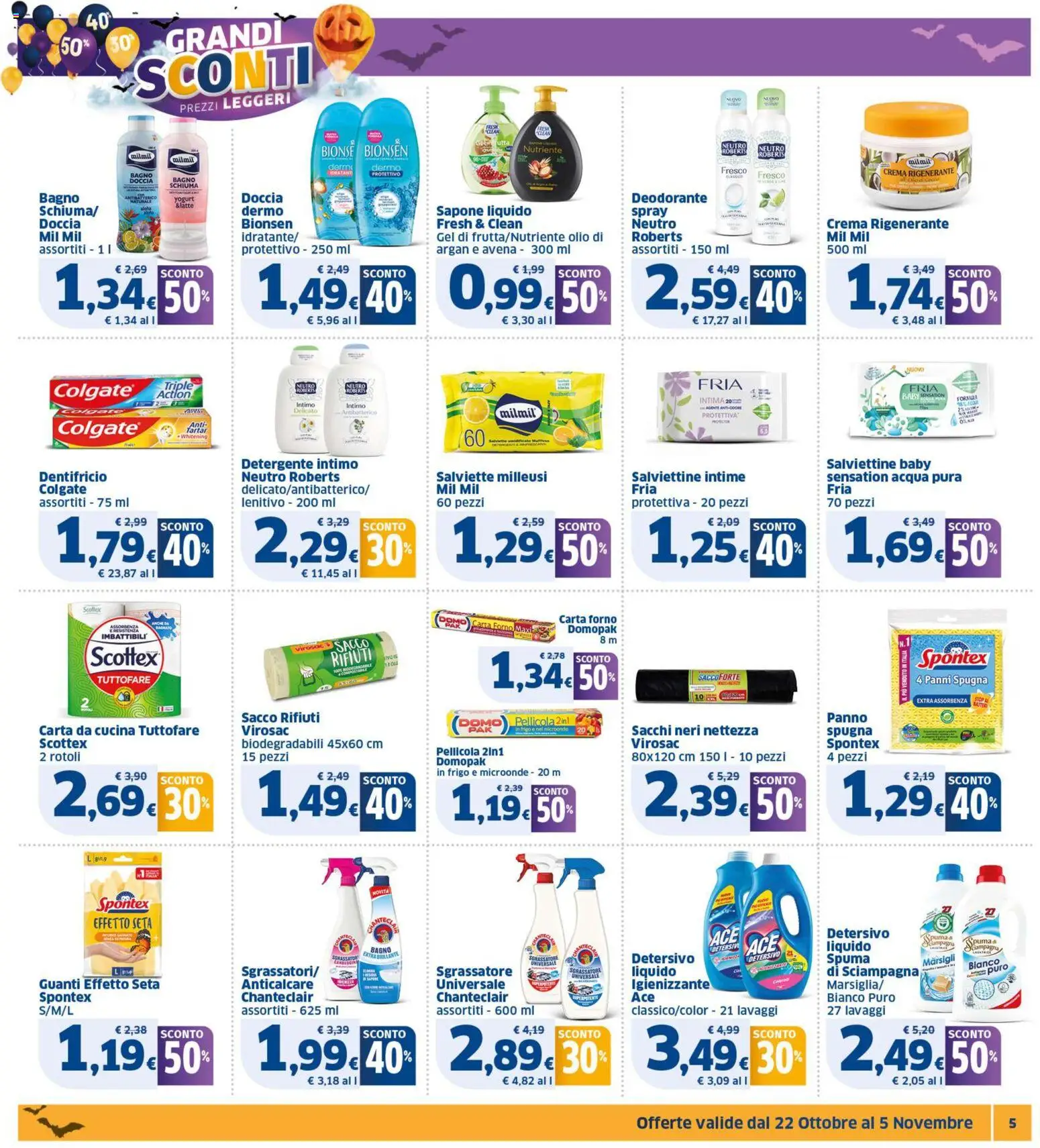 Volantino SIGMA del 22.10.2025 | Pagina: 5 | Prodotti: Deodorante, Dentifricio, Sgrassatore, Acqua