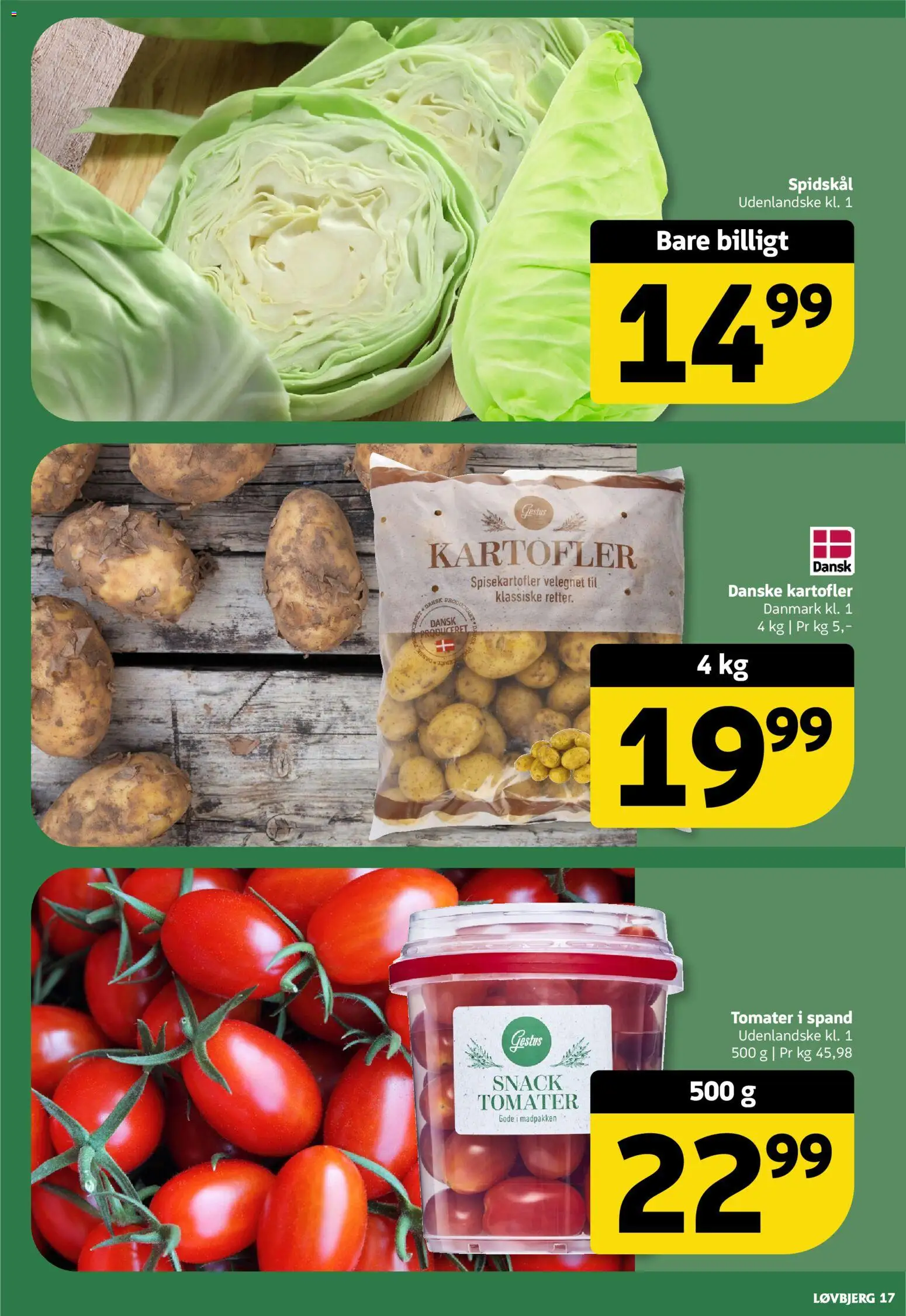 Løvbjerg tilbudsavis – gyldig fra 13.03.2026 | Side: 17 | Produkter: Tomater, Kartofler, Spidskål