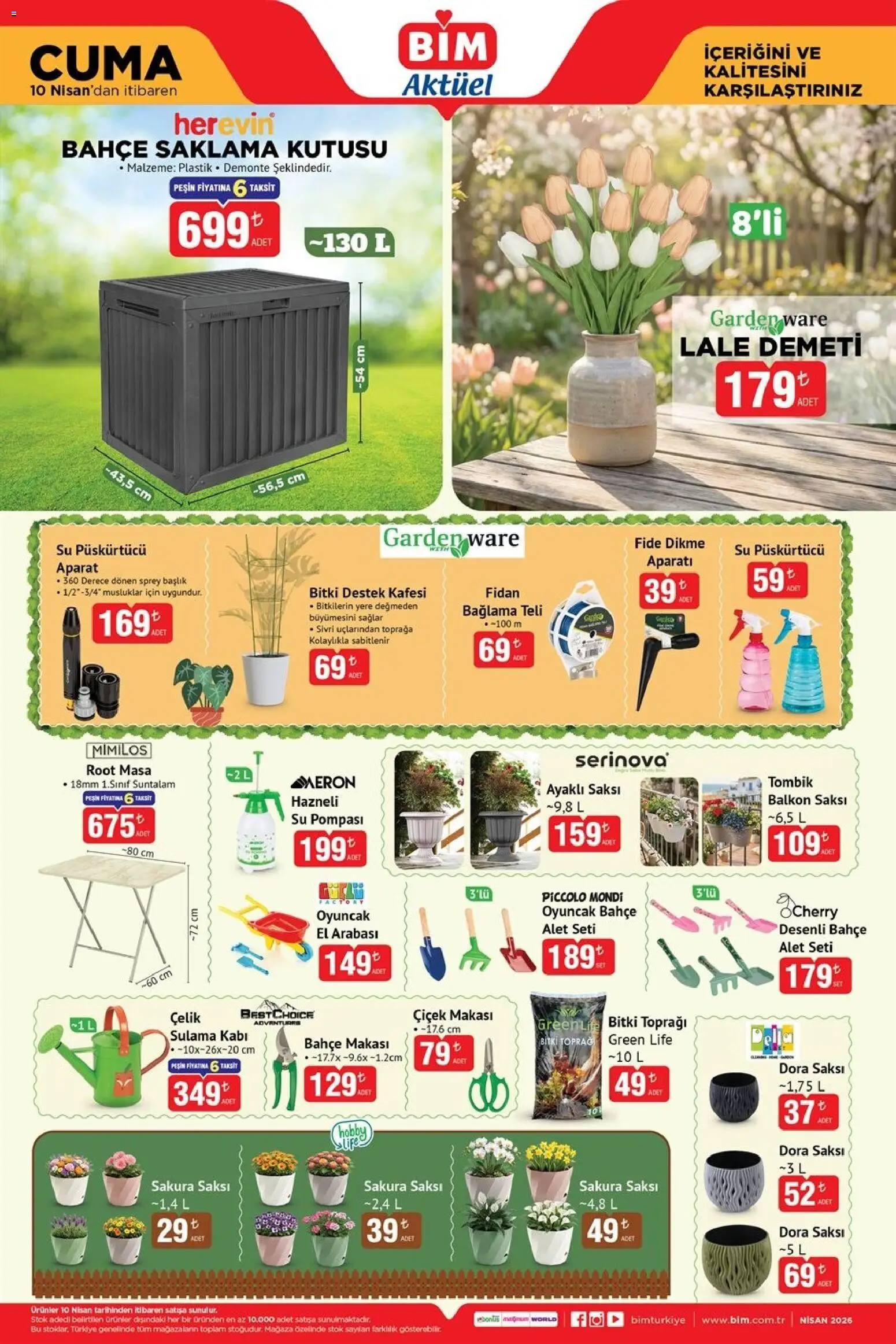 BİM - Katalog Cuma - 10.04.2026 tarihinden itibaren geçerlidir | Sayfa: 3 | Ürünler: Masa, Saksı, Su, Saklama kutusu