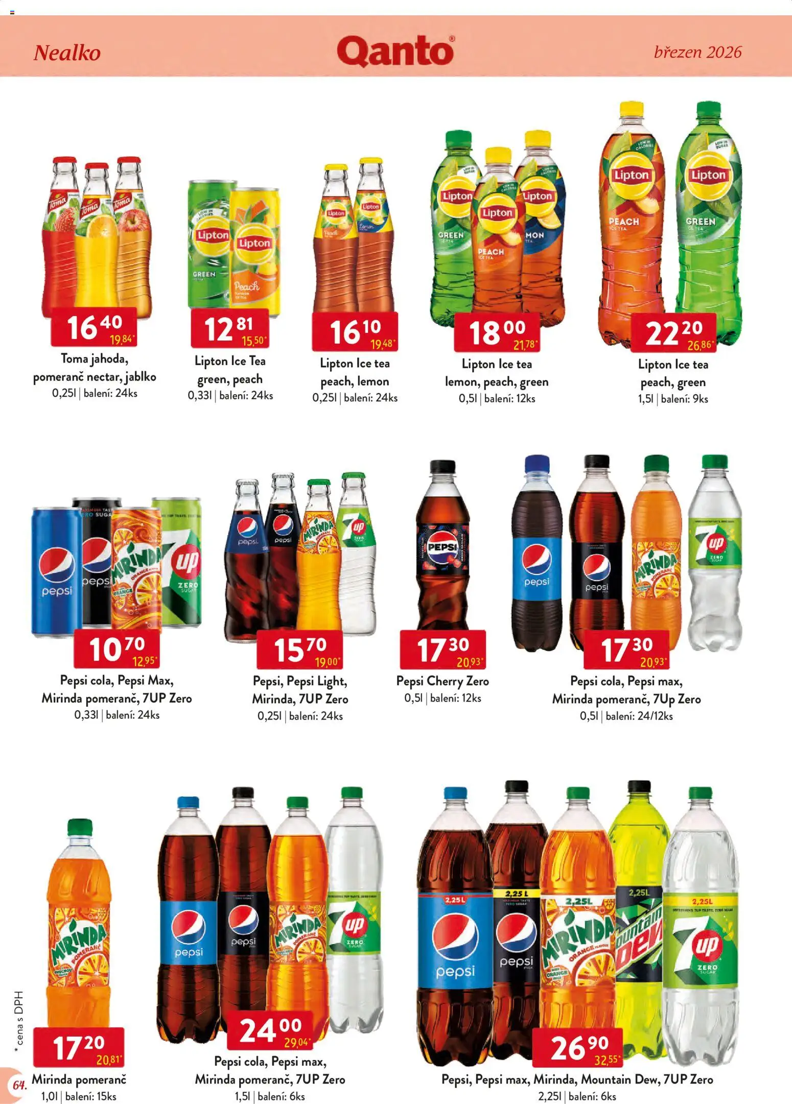 Astur & Qanto leták - Velkoobchod 03/2026 od 01.03.2026 | Strana: 64 | Produkty: Pepsi, Pepsi Zero, Mirinda, Ice tea