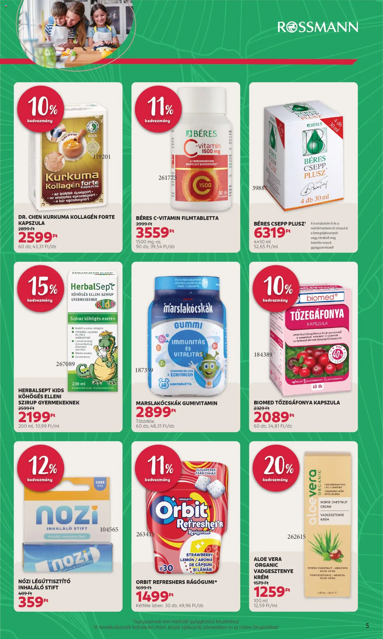 Rossmann akciós ujság - amely érvényes a következő dátumtól: 19.01.2026 | Oldal: 5 | Termékek: Béres csepp, Aloe vera, Kurkuma, Multivitamin