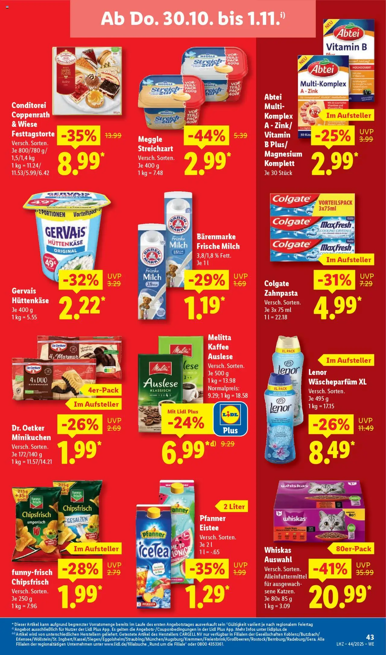 Lidl Prospekt Aarbergen – gültig ab 27.10.2025 | Seite: 63 | Produkte: Melitta, Funny frisch, Pfirsich, Hüttenkäse