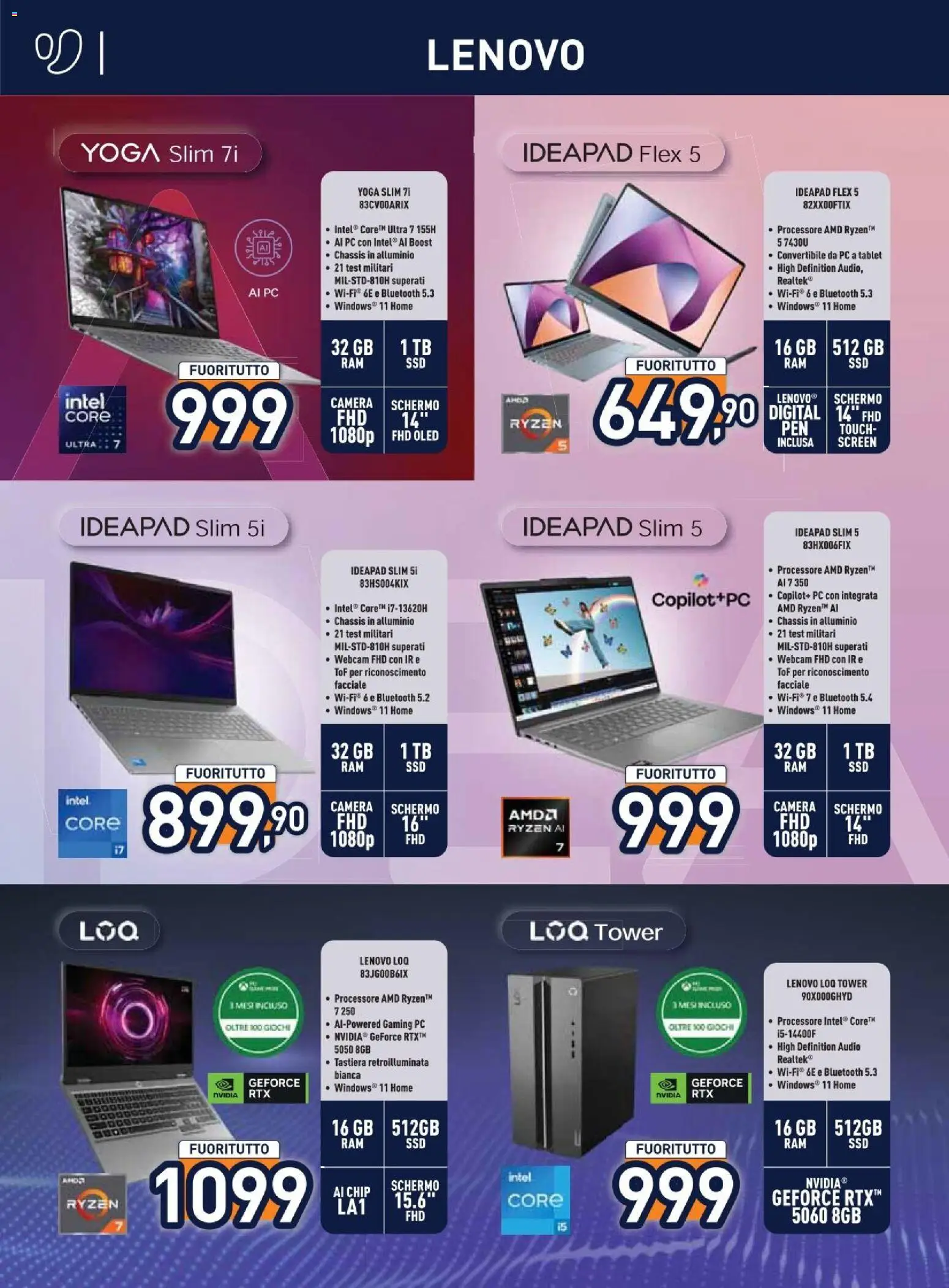 Volantino Unieuro del 29.12.2025 | Pagina: 12 | Prodotti: Webcam, Tablet, PC, Alluminio